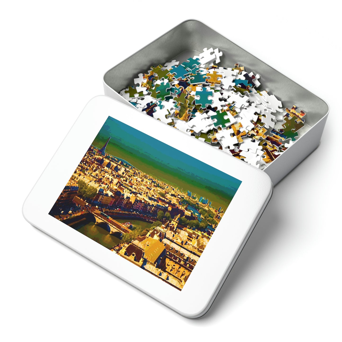 Jigsaw Puzzle (30, 110, 252, 500,1000-Piece) ... Au Paris ... "Along The River Seine" ... Barbara Joan Bonnell-Holt: 1972 ... Original Works ...