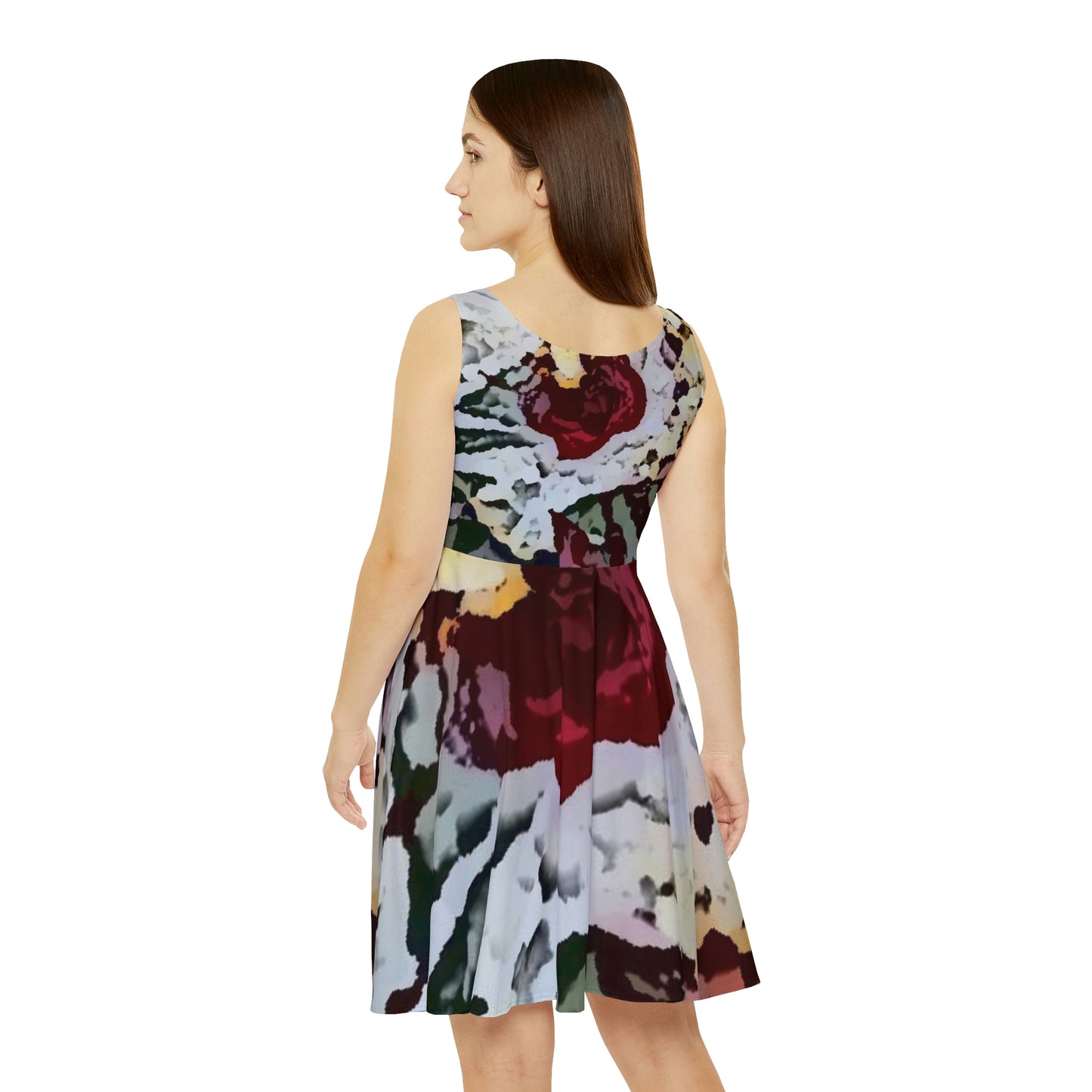 Women's Skater Dress ... "A Friendly Flower" ... Pointsettia 'Pointing' ... Original Works ... (Supplied Photograph) ...