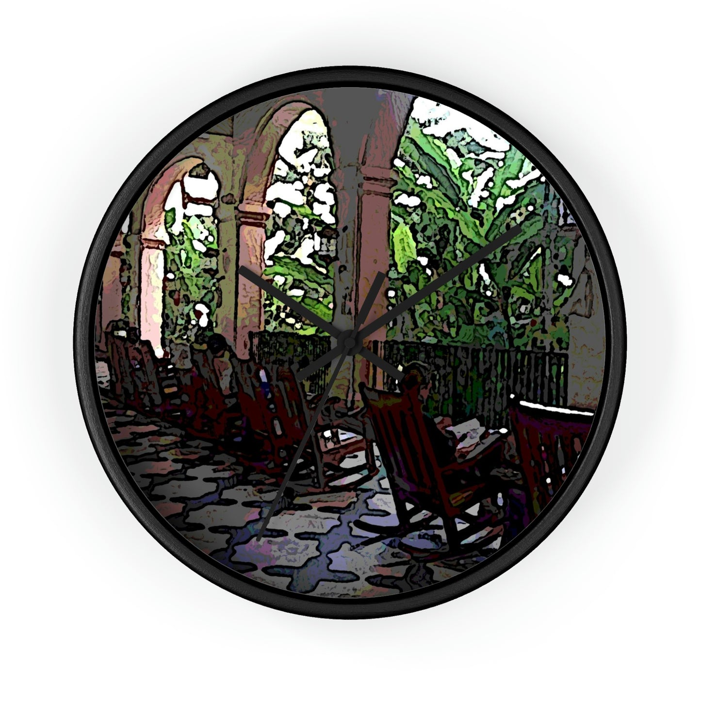 Wall clock ... Lanai & Rocking Chairs At: 'The Pink Palace' ... The Royal Hawai'ian ... Honolulu, HI ... '27Oct2014' ... Original Works ...