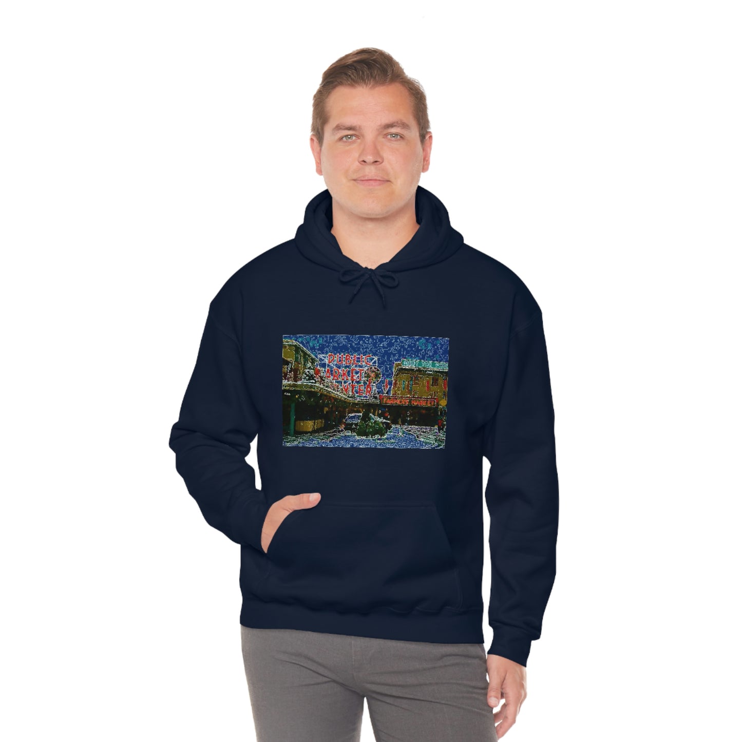 Unisex Heavy Blend™ Hooded Sweatshirt ... Pike Place Market: 'The Public Market', Seattle, Washington. Circa Fall 2013 ...