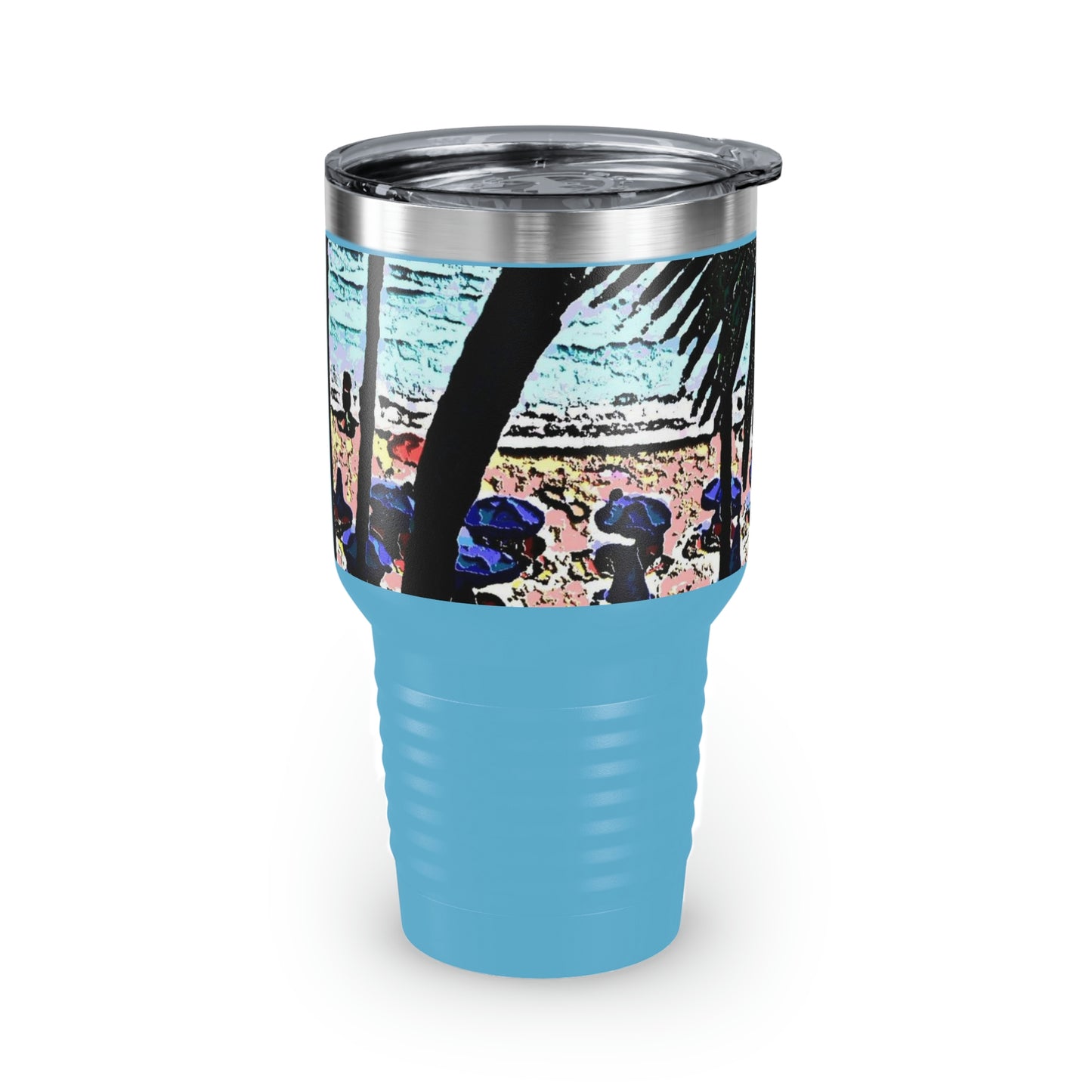 Ringneck Tumbler, 30oz ... "A Beautiful Beach Amongst The Palms" ... The Outrigger Waikiki, Honolulu, Oahu ... Original Works ...