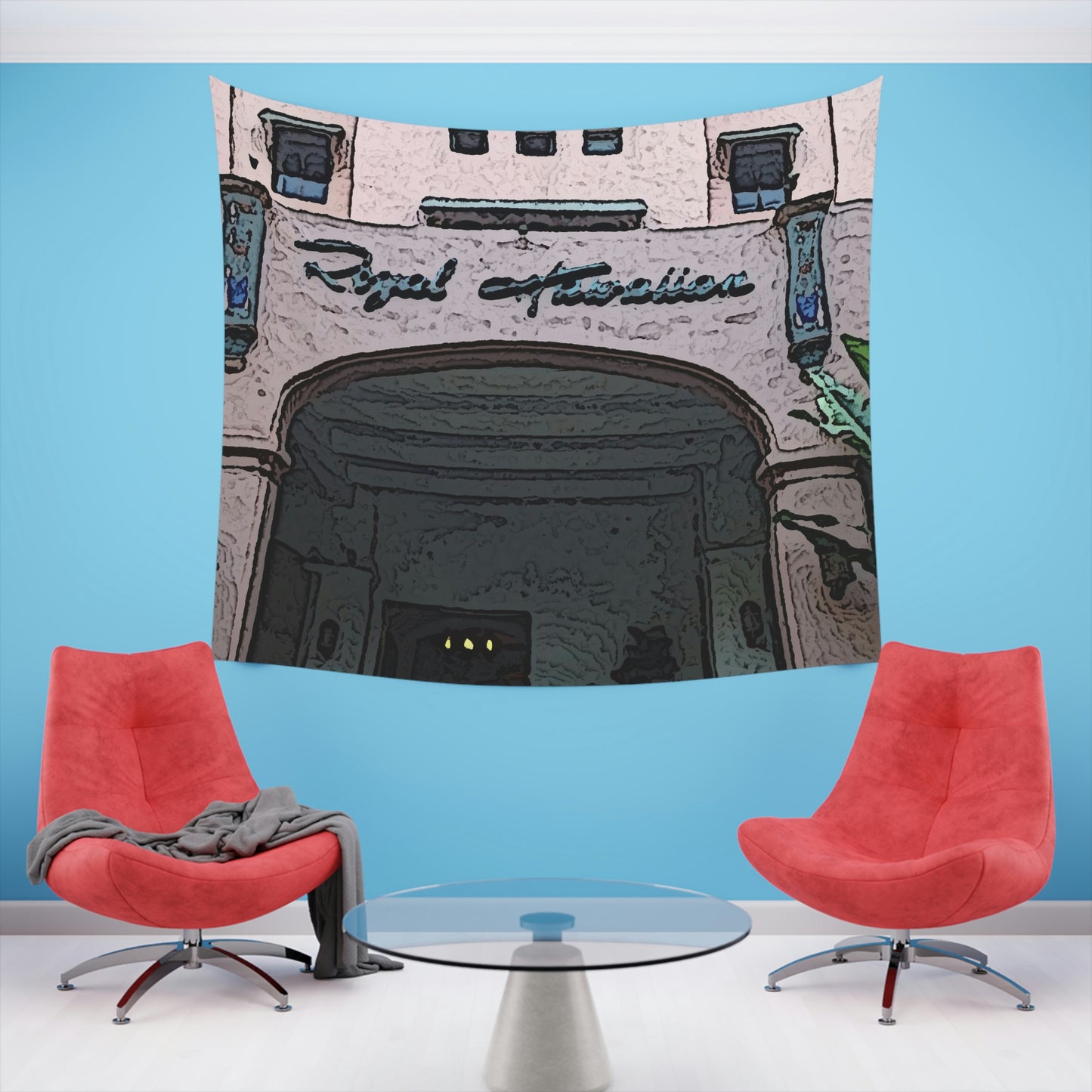 Printed Wall Tapestry ...  "La Grande Entree" At: 'The Pink Palace' ... The Royal Hawai'ian ... Honolulu, HI ... '27Oct2014' ... Original Works ...