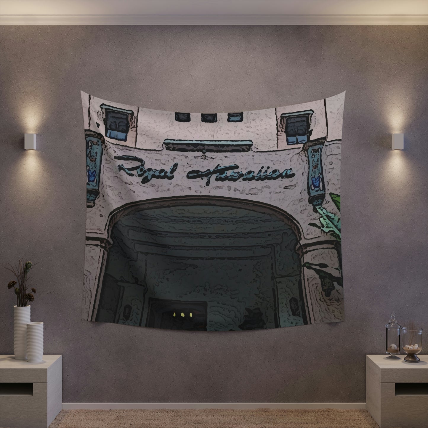 Printed Wall Tapestry ...  "La Grande Entree" At: 'The Pink Palace' ... The Royal Hawai'ian ... Honolulu, HI ... '27Oct2014' ... Original Works ...