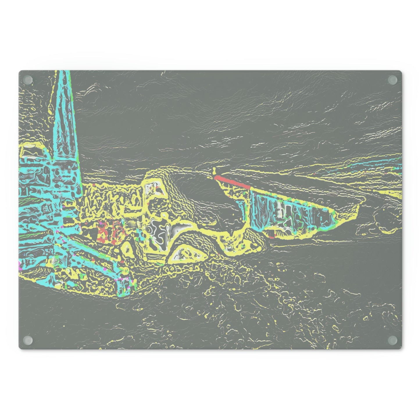 Cutting Board ... "Snow Vehicle In Snow Storm At-Rest" ... Circa 12Mar23 ... Central Idaho ... 18-Hours Rendering Time: Original Works ...