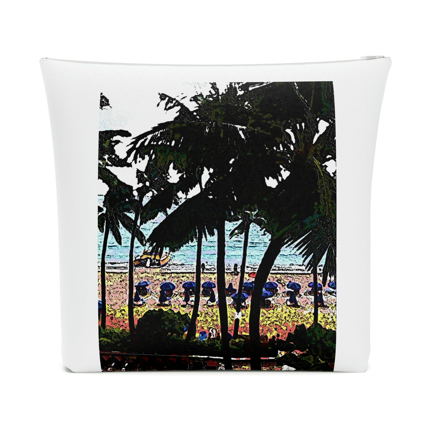 Cotton Cosmetic Bag ... "A Beautiful Beach Amongst The Palms" ... The Outrigger Waikiki, Honolulu, Oahu ... Original Works ...