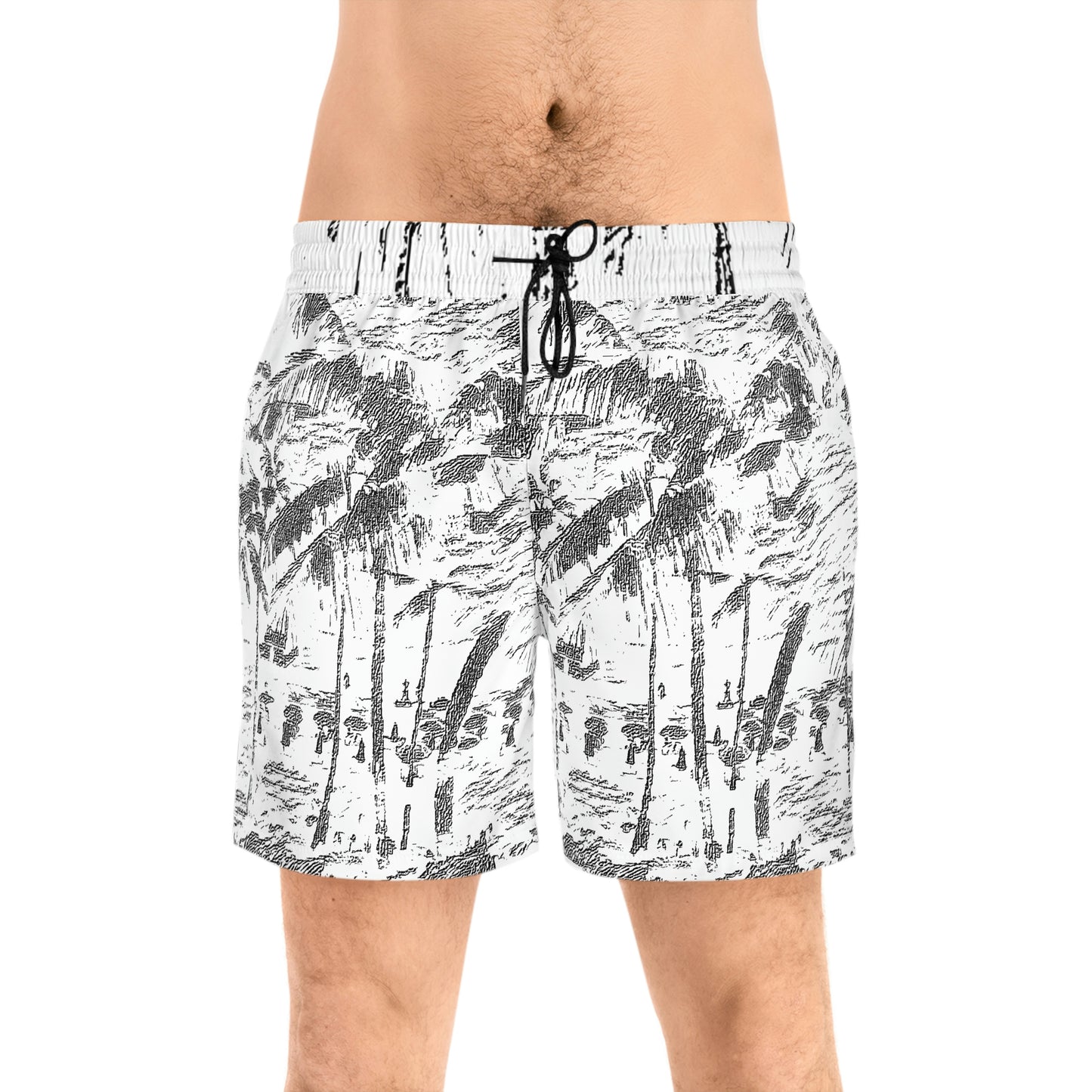 Men's Mid-Length Swim Shorts (AOP) ... "The Royal Hawai'ian: Waikiki Beach_Beach" ... Honolulu, HI ... October 2014 (Halloween) ... Original Works ...
