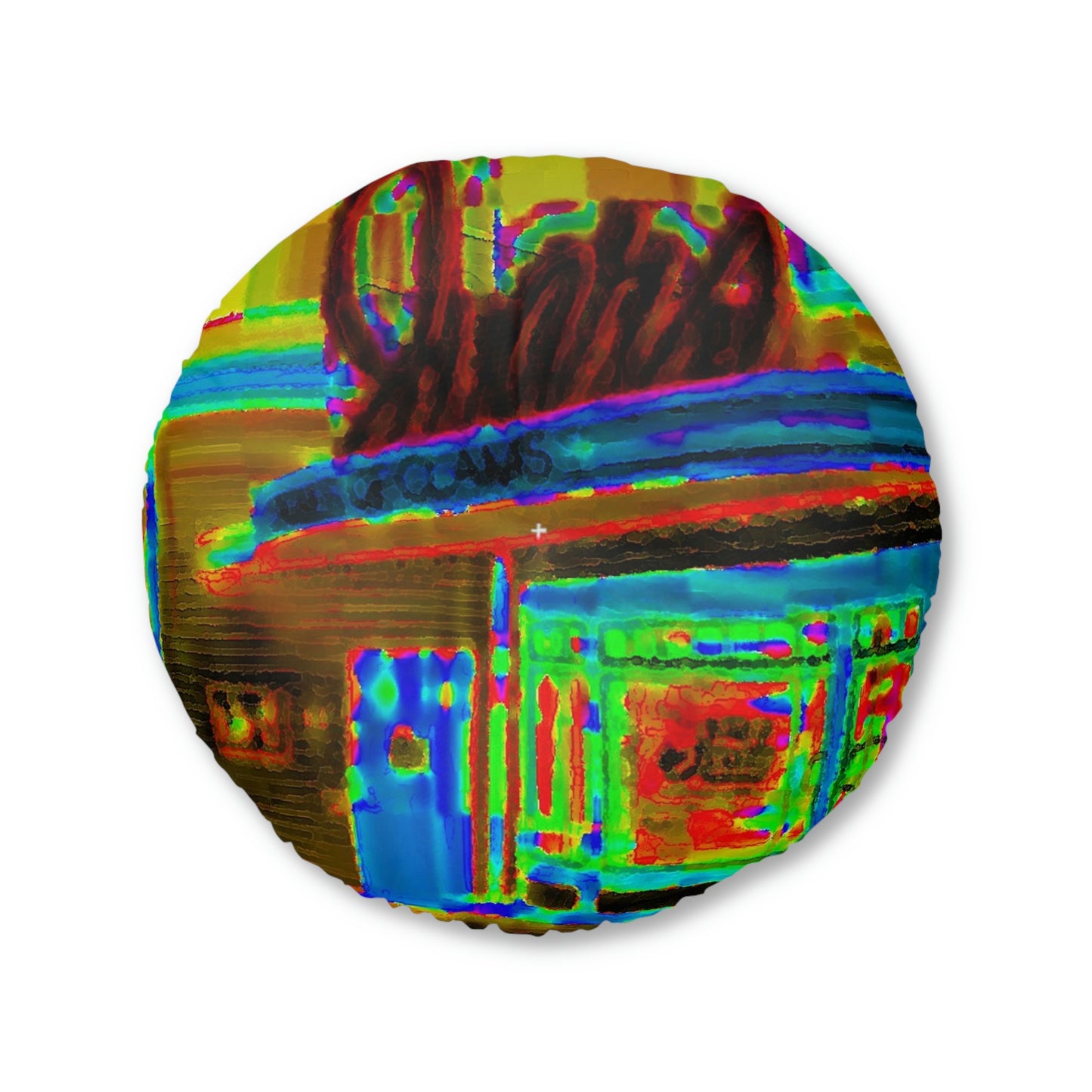 Tufted Floor Pillow, Round ... In-A-Hurry & Stressed? ... Remember: Keep "Clam" ... Clam_Happy ...  'Ivars: Seattle Waterfront' ... Personal Archives ... Original Works ...