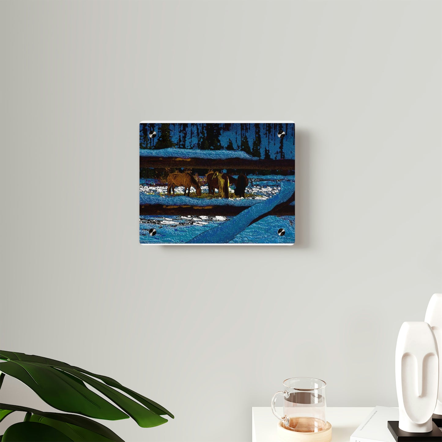 Acrylic Wall Art Panels ... A Horse ... A Saddle ...  Foraging Through The Snow ...  An_Asses 'Cry' ... Central Idaho, November 2022 ...  Original Works ...
