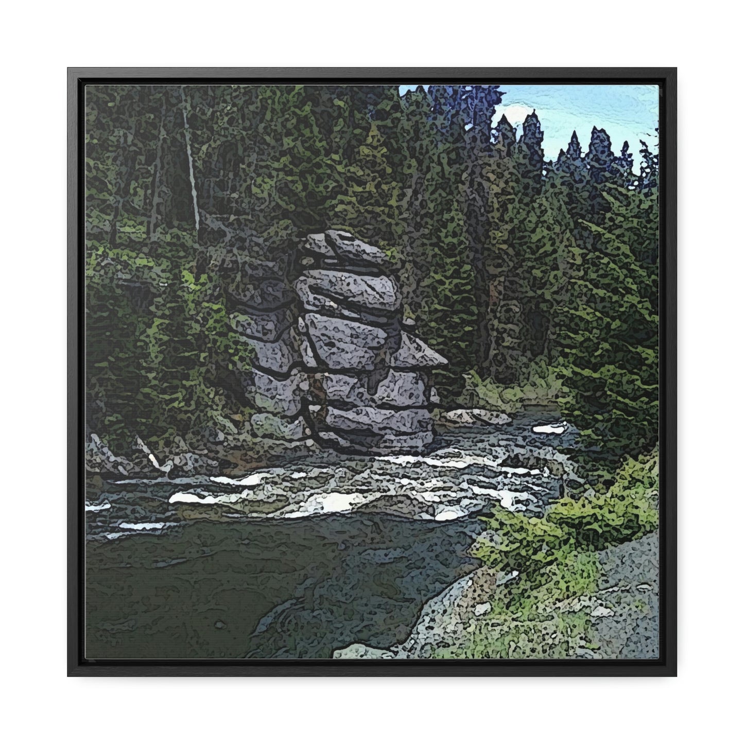 Gallery Canvas Wraps, Square Frame ...  "I Am Innocent" ... Tricky-Dick Immortalized ... Nixon Rock: Along The River ... Central Idaho, Summer 2020 ... Original Works ...