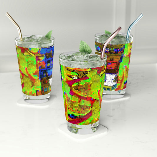 Pint Glass, 16oz ... A Crazy Street ... 'Eight Winding Curve-Switchbacks' ... "Lombard Street, San Francisco, CA' ... Family Archives: 1970's ... Original Works ...