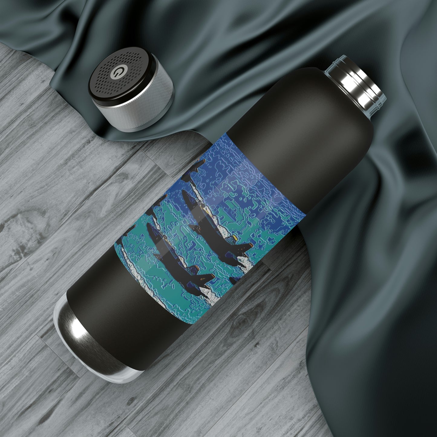 Soundwave Copper Vacuum Audio Bottle 22oz ... Seattle Seafair ..."Blue Angels Run Over Lake Washington" ... Circa Mid 1980's ... Dr FJ Holt ... Original Works ...