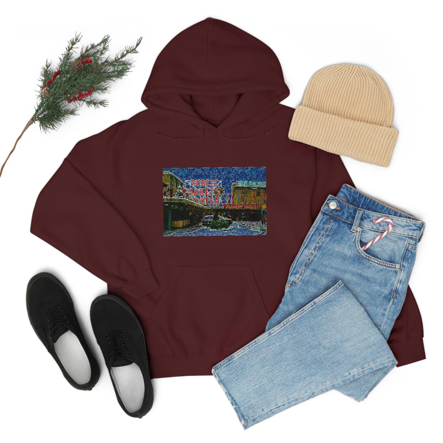 Unisex Heavy Blend™ Hooded Sweatshirt ... Pike Place Market: 'The Public Market', Seattle, Washington. Circa Fall 2013 ...