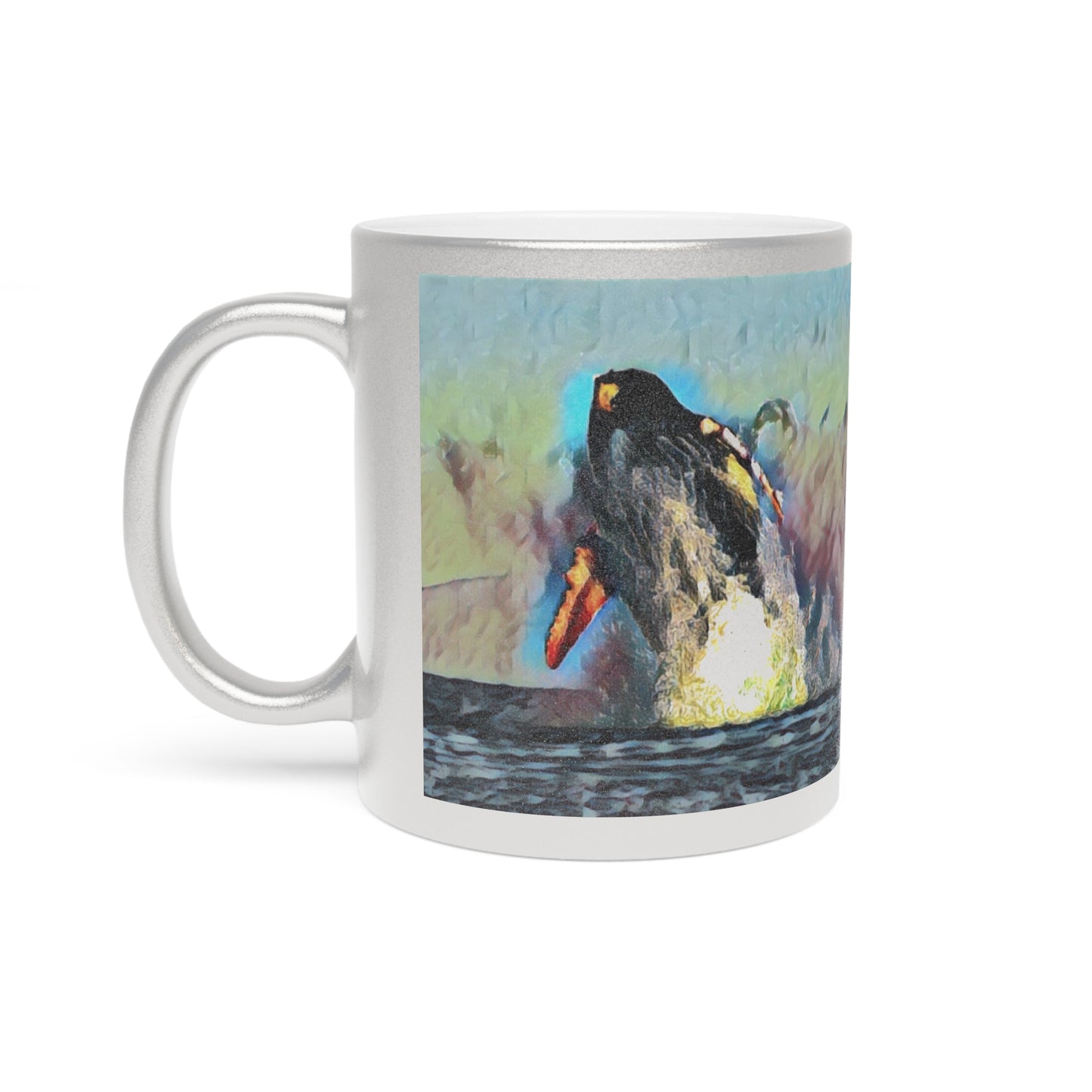 Metallic Mug (Silver\Gold) ... An Extraordinary Humpback Breach ... 'With Explosive Energy' ... Family Archives (KPH) ... Circa: 21st Century. Maui, HI ... Original Works ...