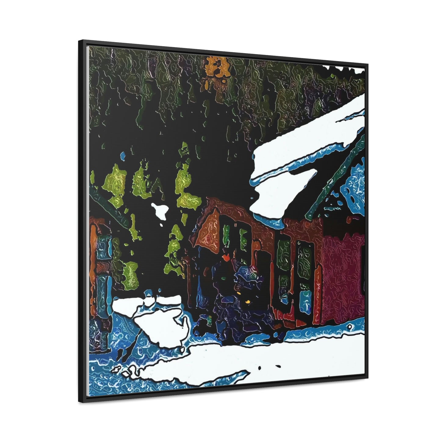 Gallery Canvas Wraps, Square Frame ... "A Rider Passeth-Through-It" ... Colors Galore & A Bit Of Impressionism ... Original Works. Winter 2021. Central Idaho. Rendering Time: 12 Hours ...