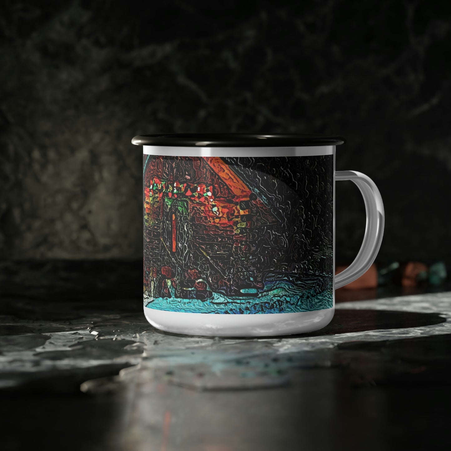 Enamel Camp Cup ... Impressionalism & Van Gogh ... "Original Photo-Art By Phot's Photo" ...