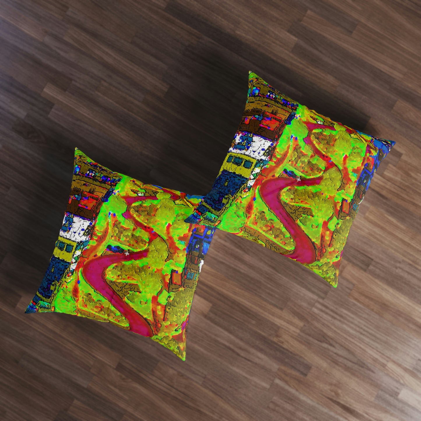 Tufted Floor Pillow, Square ... A Crazy Street ... 'Eight Winding Curve-Switchbacks' ... "Lombard Street, San Francisco, CA' ... Family Archives: 1970's ... Original Works ...