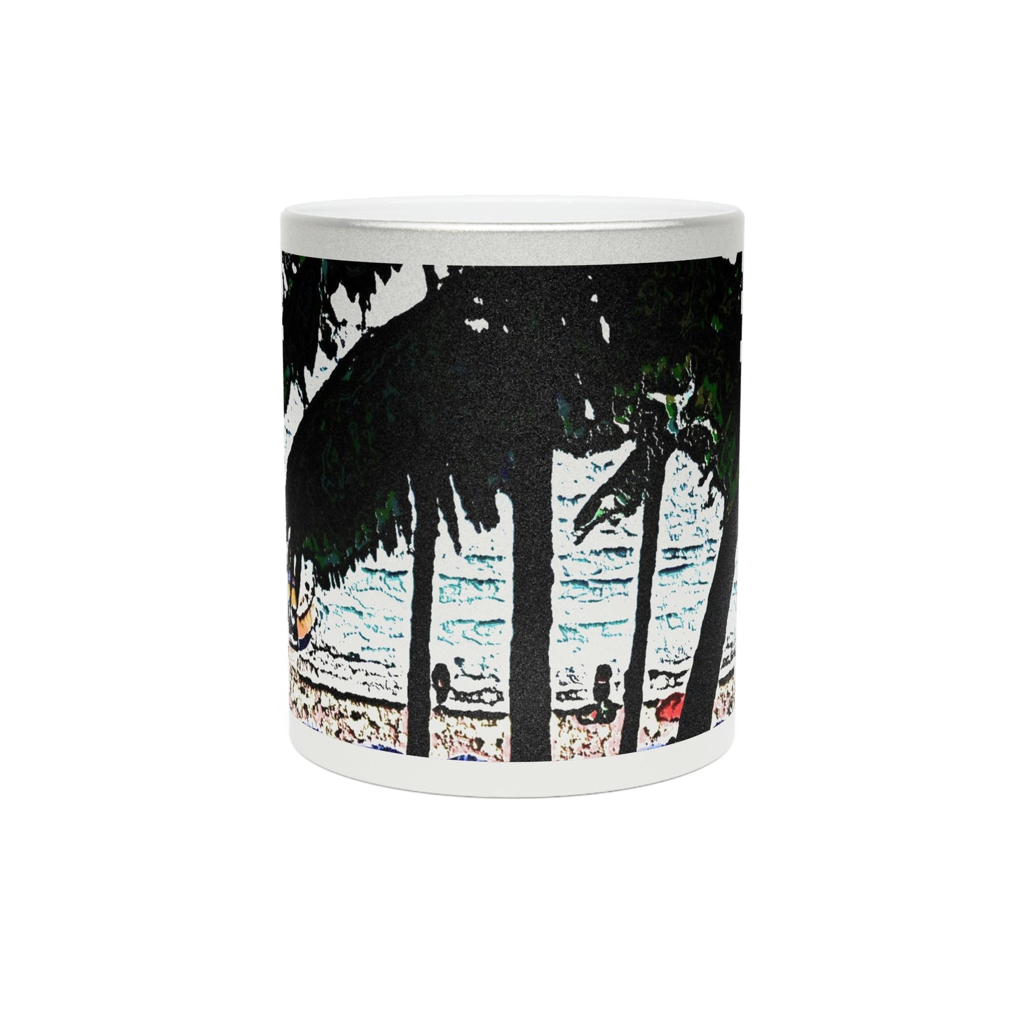 Metallic Mug (Silver\Gold) ... "A Beautiful Beach Amongst The Palms" ... The Outrigger Waikiki, Honolulu, Oahu ... Original Works ...