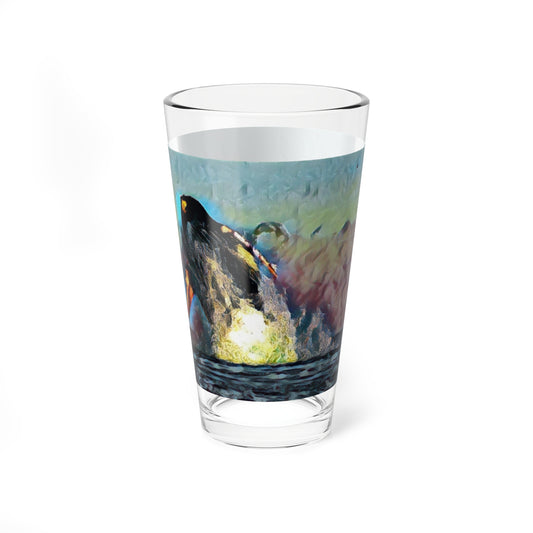 Mixing Glass, 16oz ... An Extraordinary Humpback Breach ... 'With Explosive Energy' ... Family Archives (KPH) ... Circa: 21st Century. Maui, HI ... Original Works ...