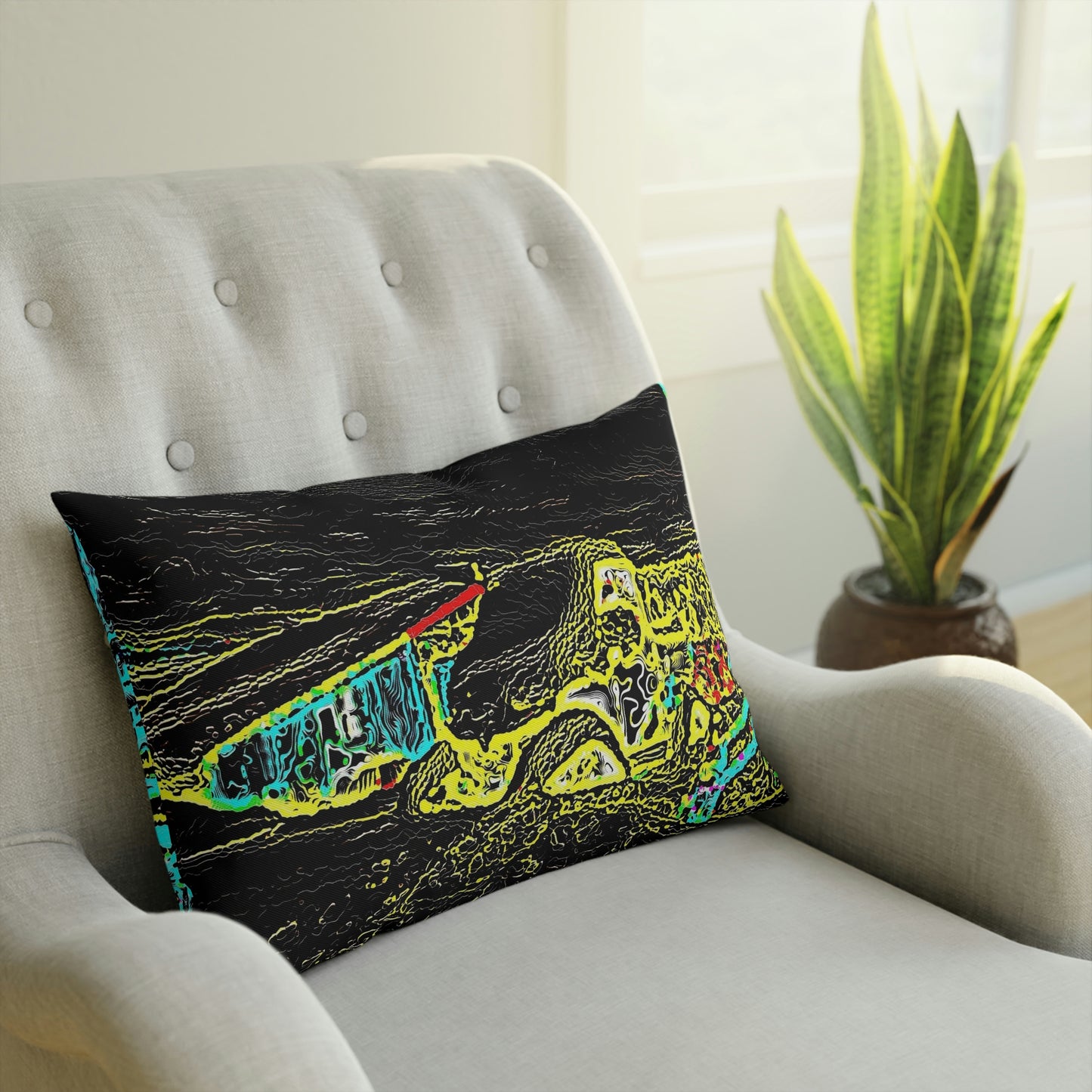 Cushion ...  "Snow Vehicle In Snow Storm At-Rest" ... Circa 12Mar23 ... Central Idaho ... 18-Hours Rendering Time: Original Works ...
