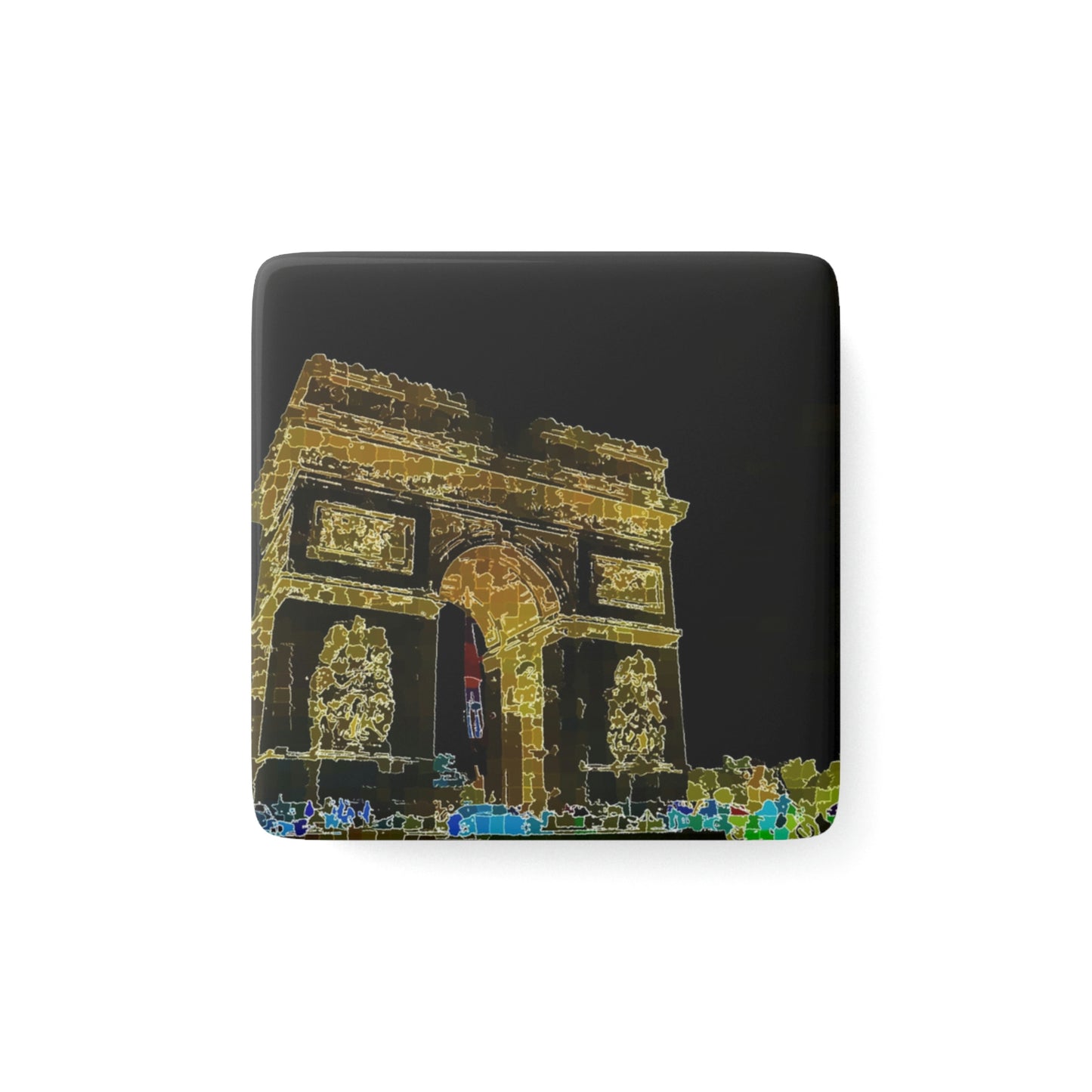 Porcelain Magnet, Square ...  L'Arc de Triomphe ... 'Barbara Joan Bonnell-Holt Photo' ... Circa 1972 ... Oringinal Works ...
