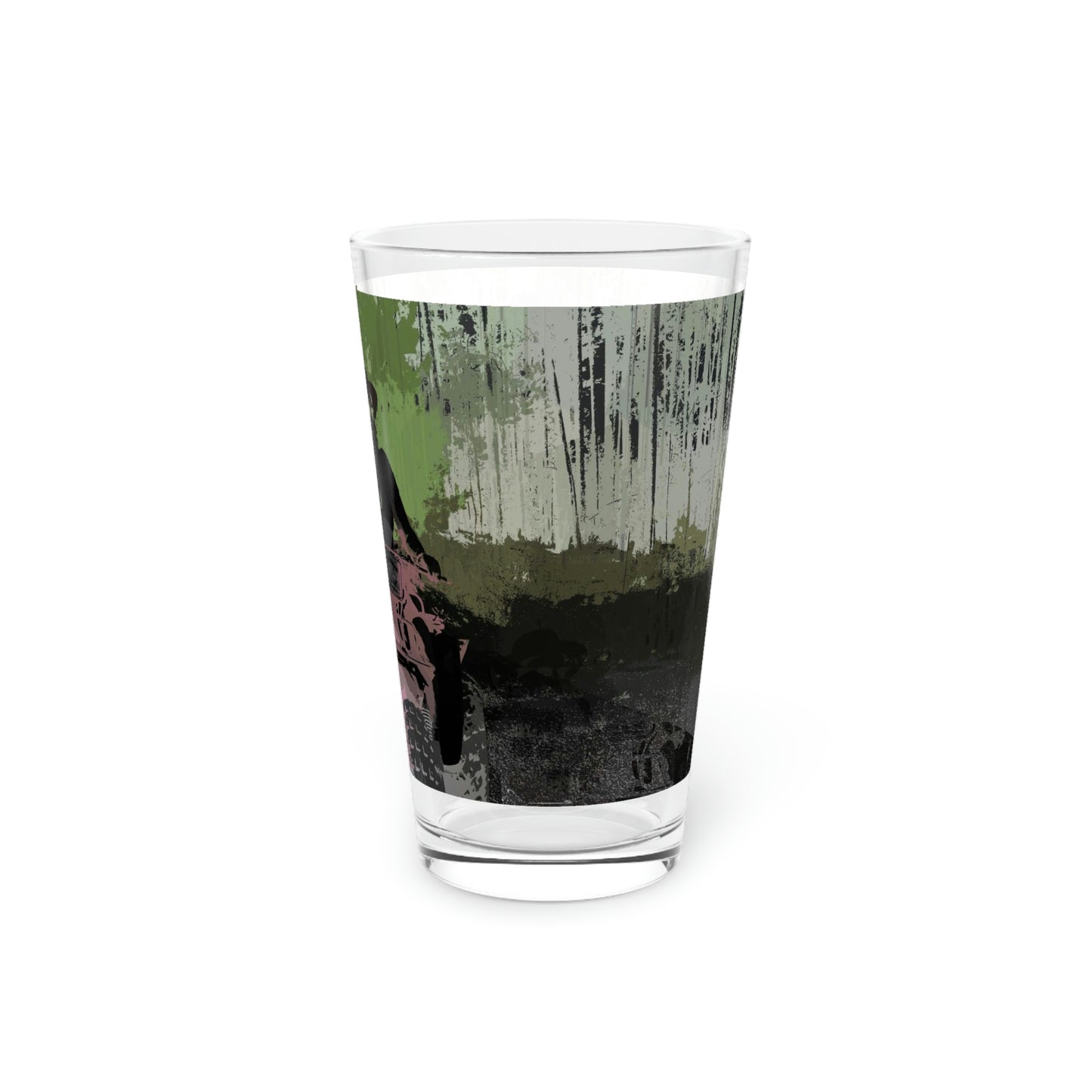 Pint Glass, 16oz ... 3-Wheeln' N' Groovin The Mountain Roads ... Central Idaho ... Original Works ...