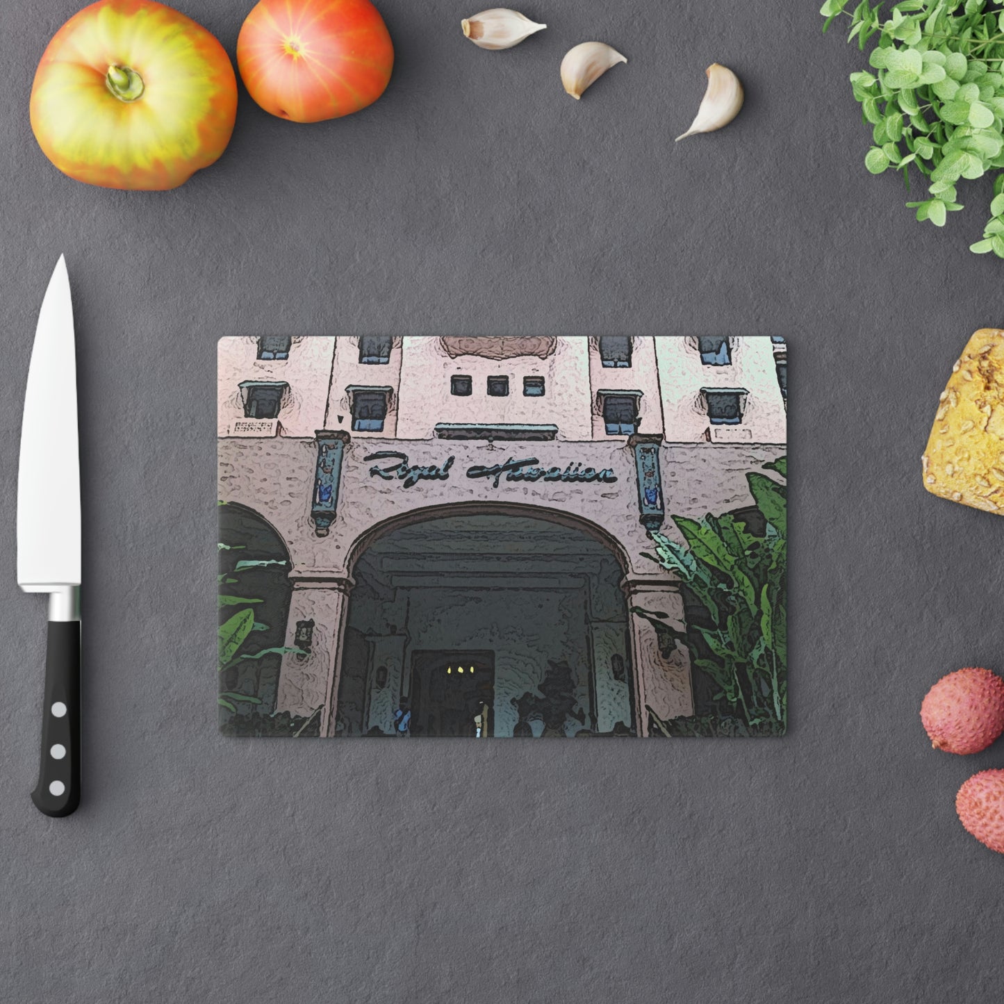 Cutting Board ...  "La Grande Entree" At: 'The Pink Palace' ... The Royal Hawai'ian ... Honolulu, HI ... '27Oct2014' ... Original Works ...