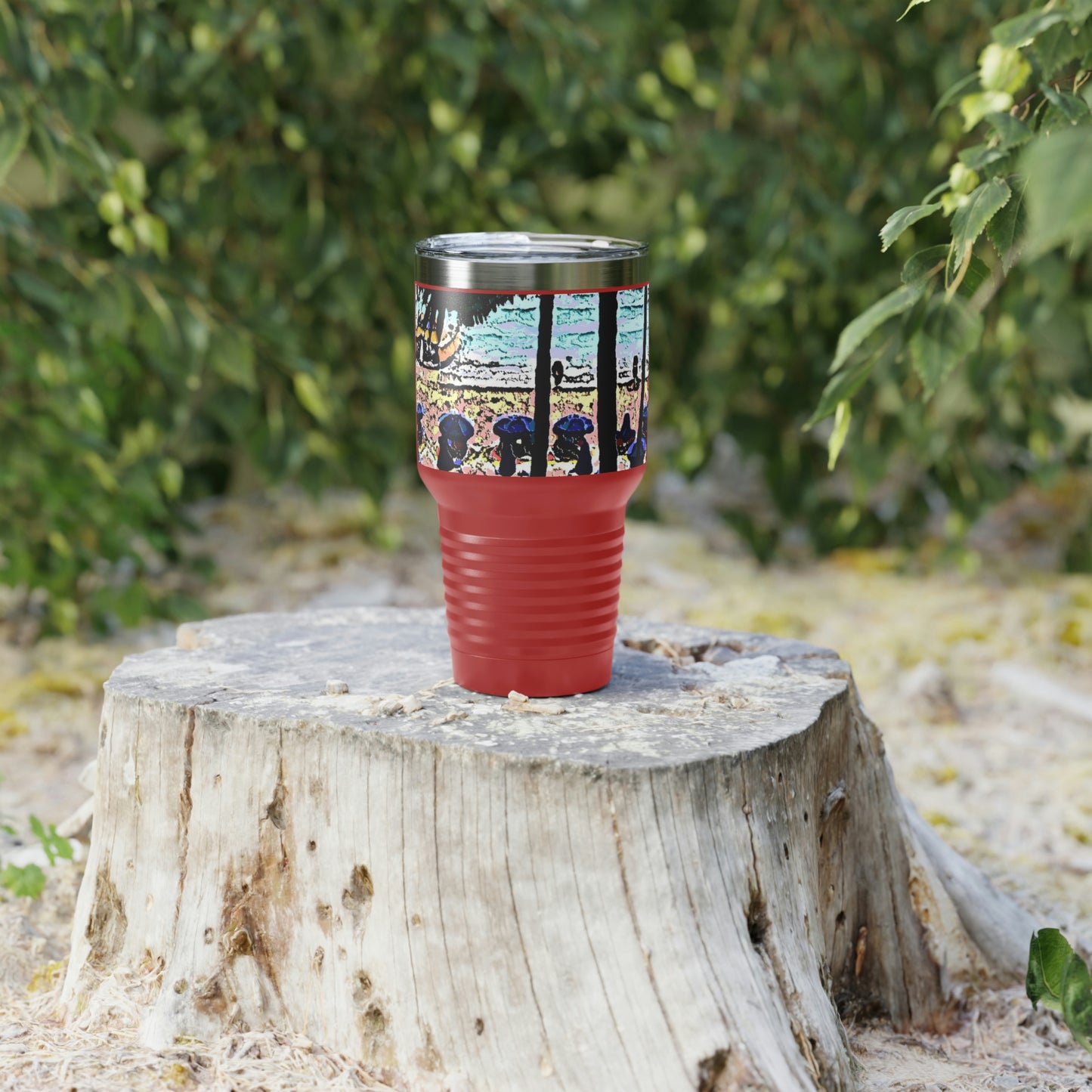 Ringneck Tumbler, 30oz ... "A Beautiful Beach Amongst The Palms" ... The Outrigger Waikiki, Honolulu, Oahu ... Original Works ...