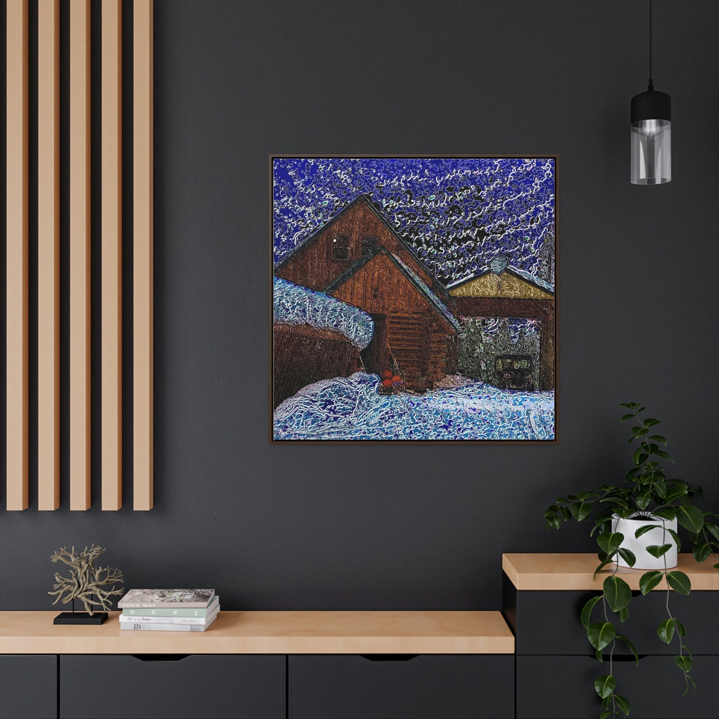 Gallery Canvas Wraps, Square Frame ... A Litle Bit Of Color ...  A Little Bit Of Van Gogh ... A Little Bit Of Vertigo ... "And Away You Go With The Snow .." Original Works: Rendering Time: 16 Hours ...