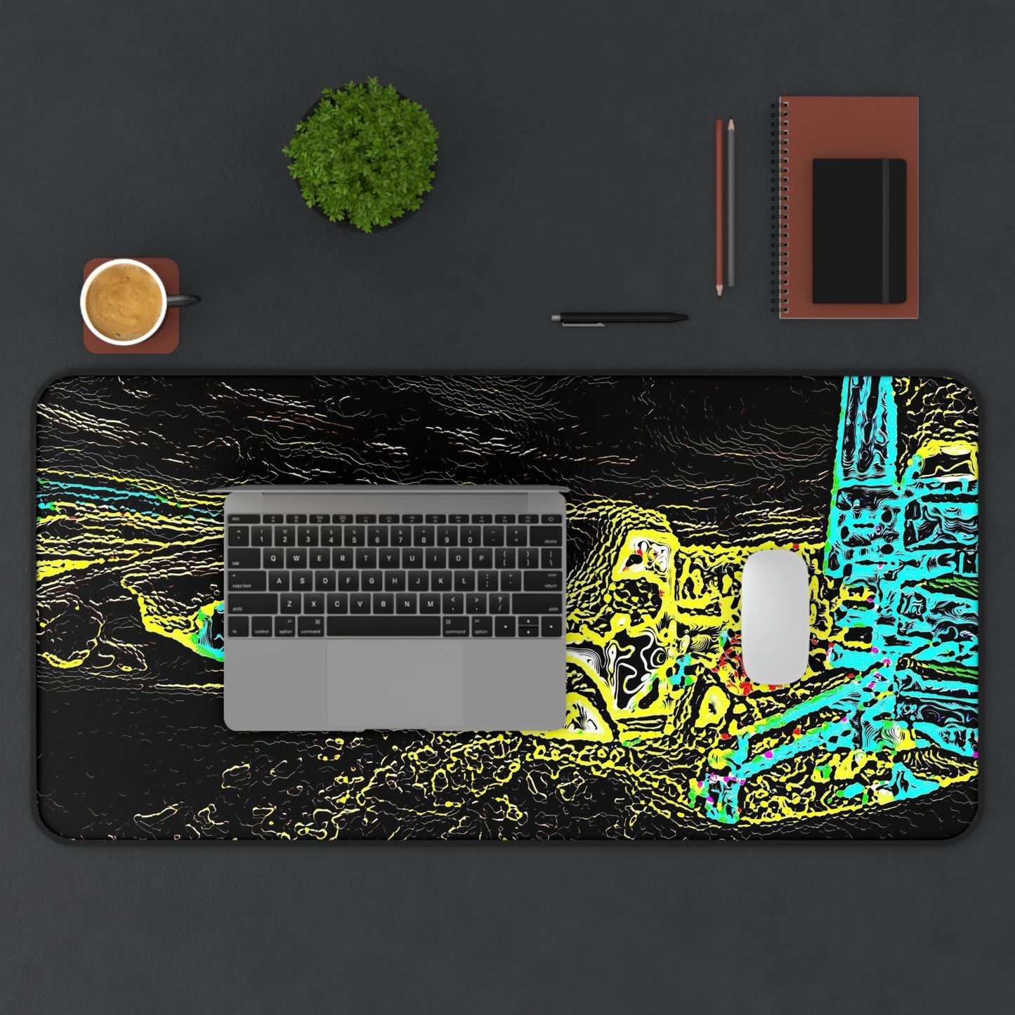 Desk Mat ... "Snow Vehicle In Snow Storm At-Rest" ... Circa 12Mar23 ... Central Idaho ... 18-Hours Rendering Time: Original Works ...