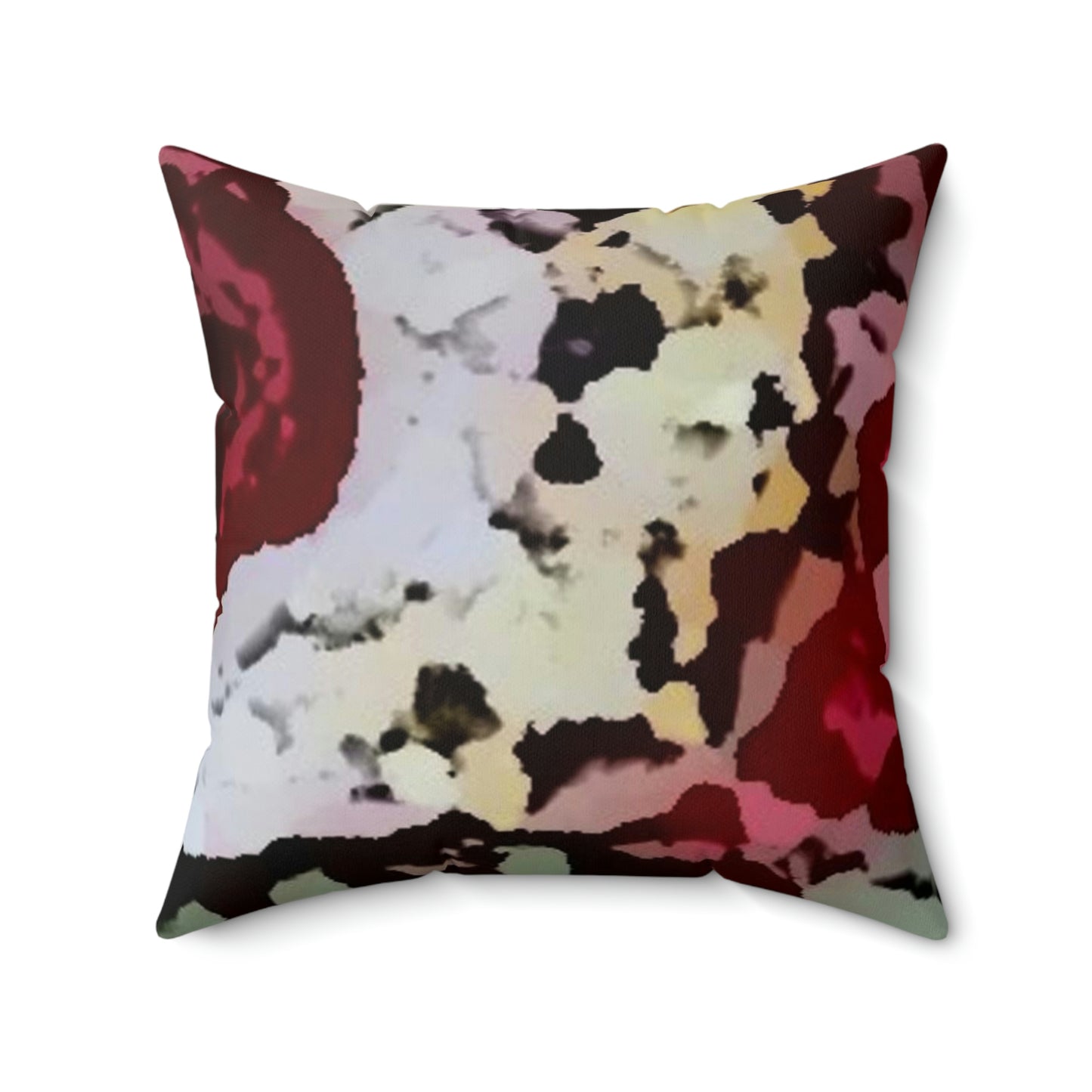 Spun Polyester Square Pillow ... "A Friendly Flower" ... Pointsettia 'Pointing' ... Original Works ... (Supplied Photograph) ...