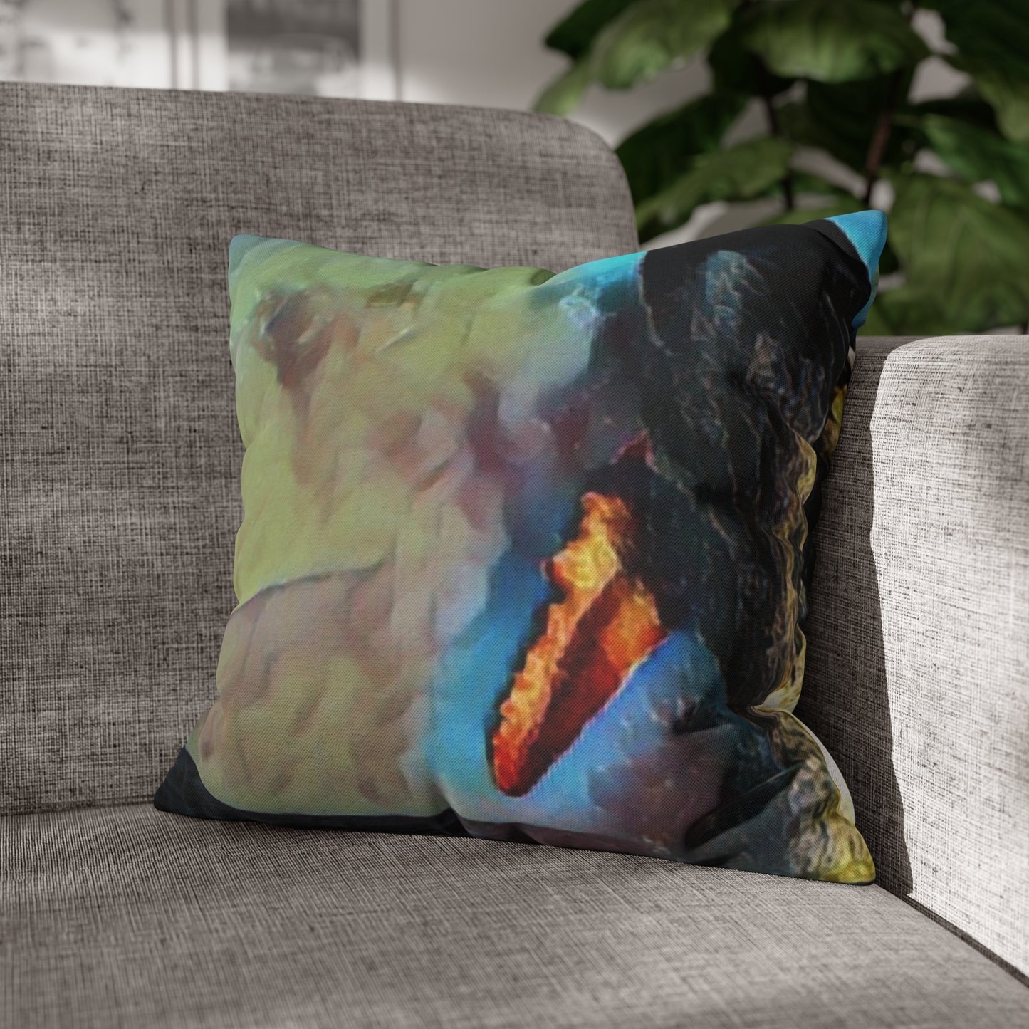 Spun Polyester Square Pillow Case ... An Extraordinary Humpback Breach ... 'With Explosive Energy' ... Family Archives (KPH) ... Circa: 21st Century. Maui, HI ... Original Works ...