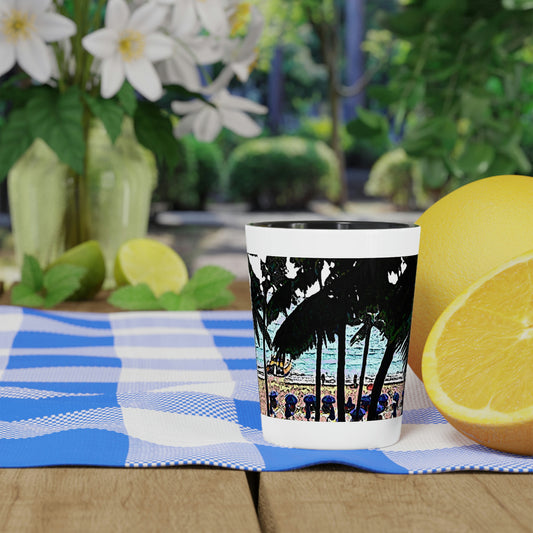 Shot Glass ... "A Beautiful Beach Amongst The Palms" ... The Outrigger Waikiki, Honolulu, Oahu ... Original Works ...