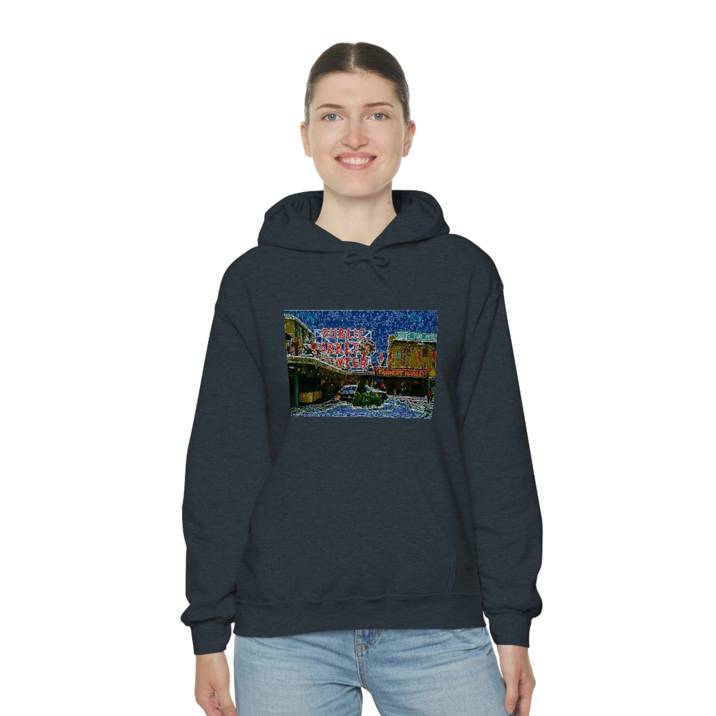Unisex Heavy Blend™ Hooded Sweatshirt ... Pike Place Market: 'The Public Market', Seattle, Washington. Circa Fall 2013 ...
