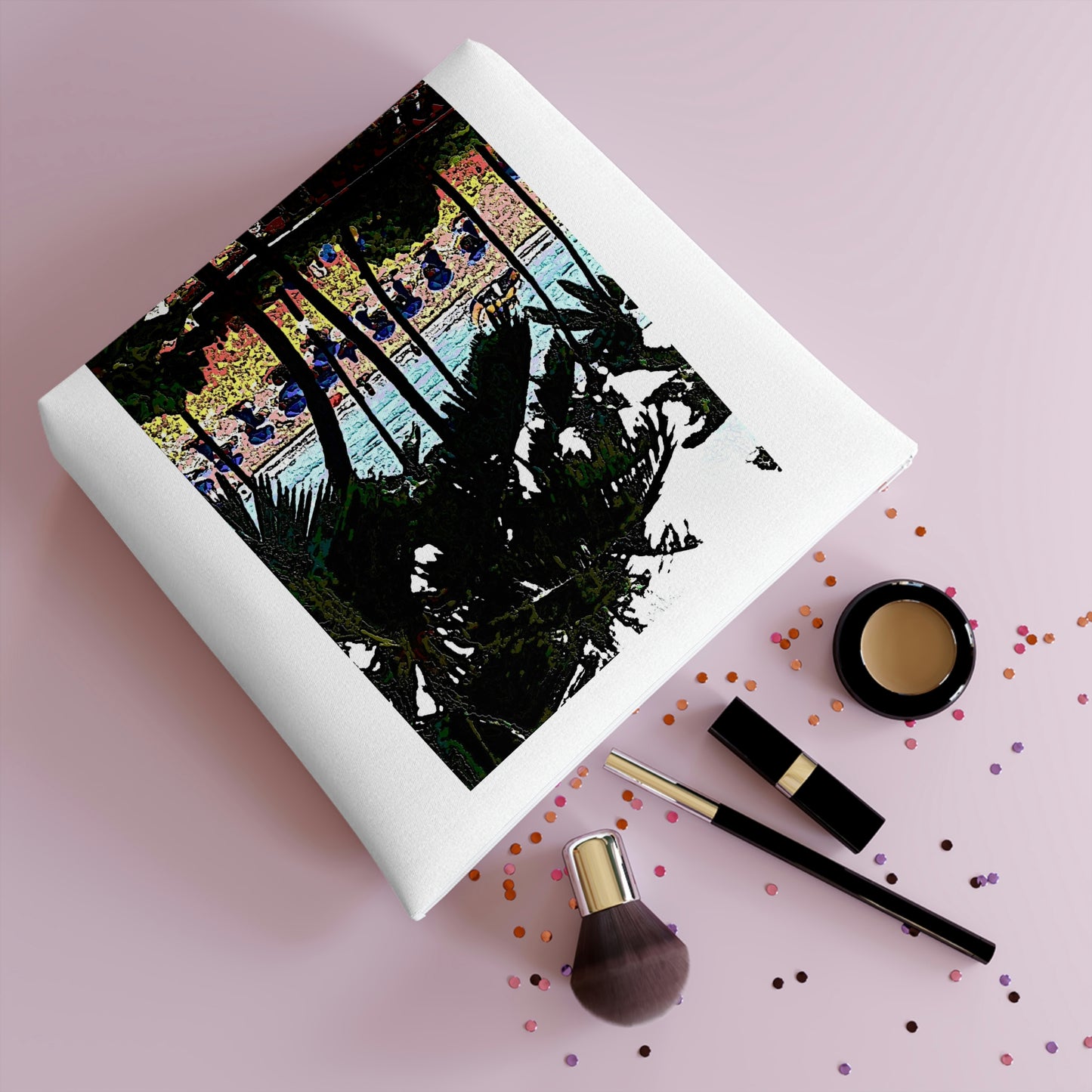Cotton Cosmetic Bag ... "A Beautiful Beach Amongst The Palms" ... The Outrigger Waikiki, Honolulu, Oahu ... Original Works ...