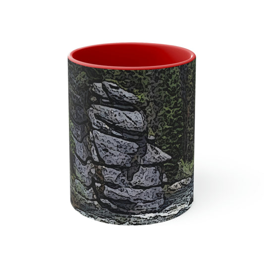 Accent Coffee Mug, 11oz ..."I Am Innocent" ... Tricky-Dick Immortalized ... Nixon Rock: Along The River ... Central Idaho, Summer 2020 ... Original Works ...