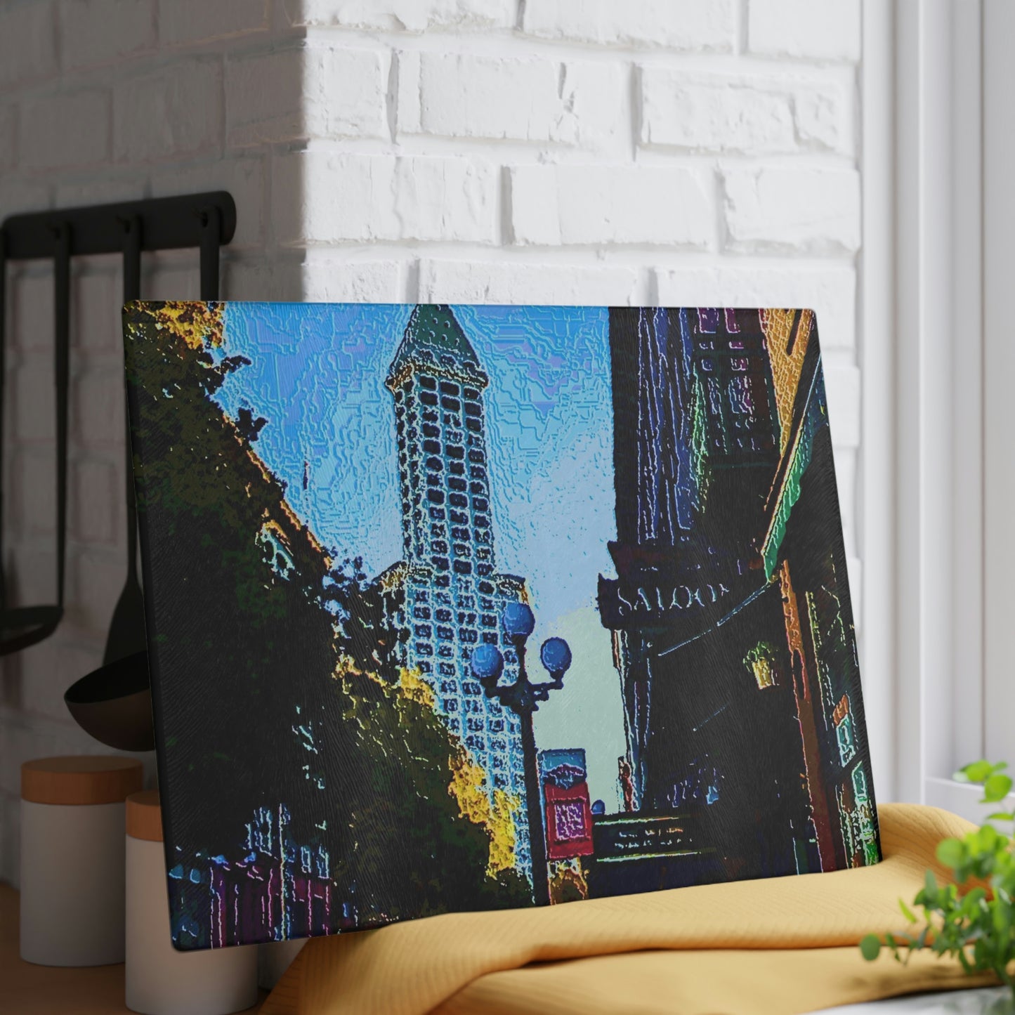 Glass Cutting Board ....  Pioneer Square & Smith Tower ... 'That World Famous View' ... Colleague Supplied Photo ... Original Works ...