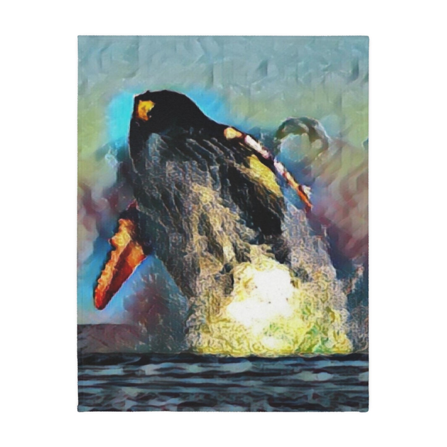 Velveteen Minky Blanket (Two-sided print) ... An Extraordinary Humpback Breach ... 'With Explosive Energy' ... Family Archives (KPH) ... Circa: 21st Century. Maui, HI ... Original Works ...