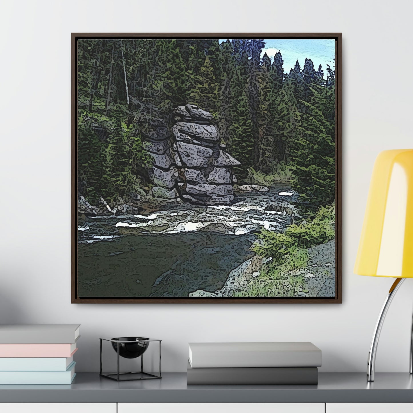 Gallery Canvas Wraps, Square Frame ...  "I Am Innocent" ... Tricky-Dick Immortalized ... Nixon Rock: Along The River ... Central Idaho, Summer 2020 ... Original Works ...