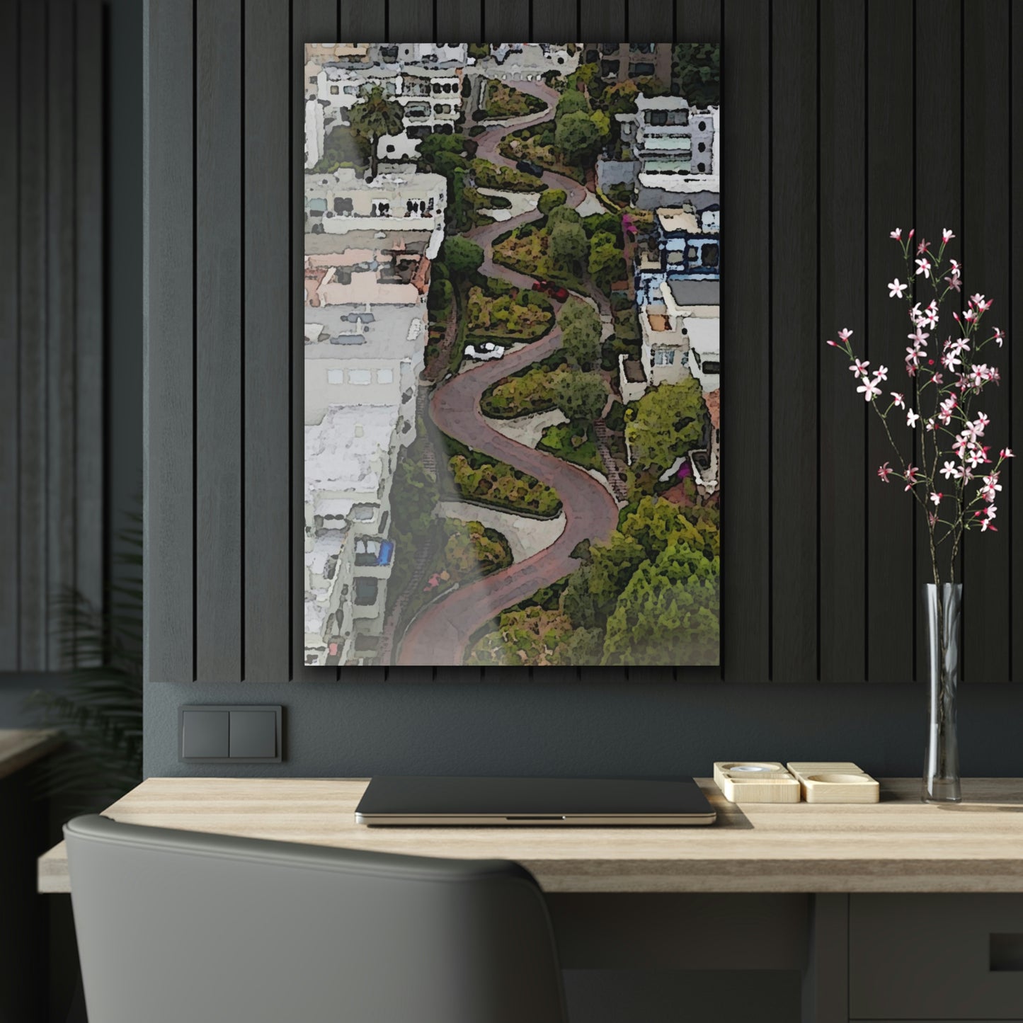 Acrylic Prints ... A Crazy Street ... 'Eight Winding Curve-Switchbacks' ... "Lombard Street, San Francisco, CA' ... Family Archives: 1970's ... Original Works ...