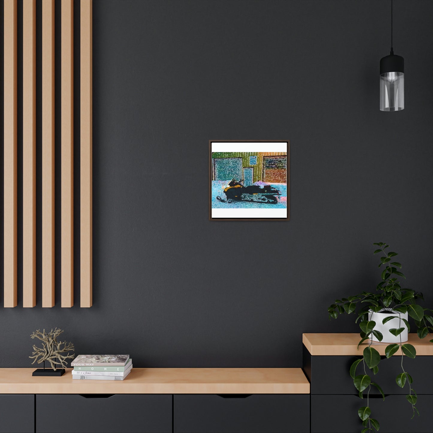 Gallery Canvas Wraps, Square Frame ... Snowmobile & Impressionalism ... 'Collecting Mail & Packages' .... Dixie, Idaho, USA ... Original Works: 10 Hours Rendering Time ...