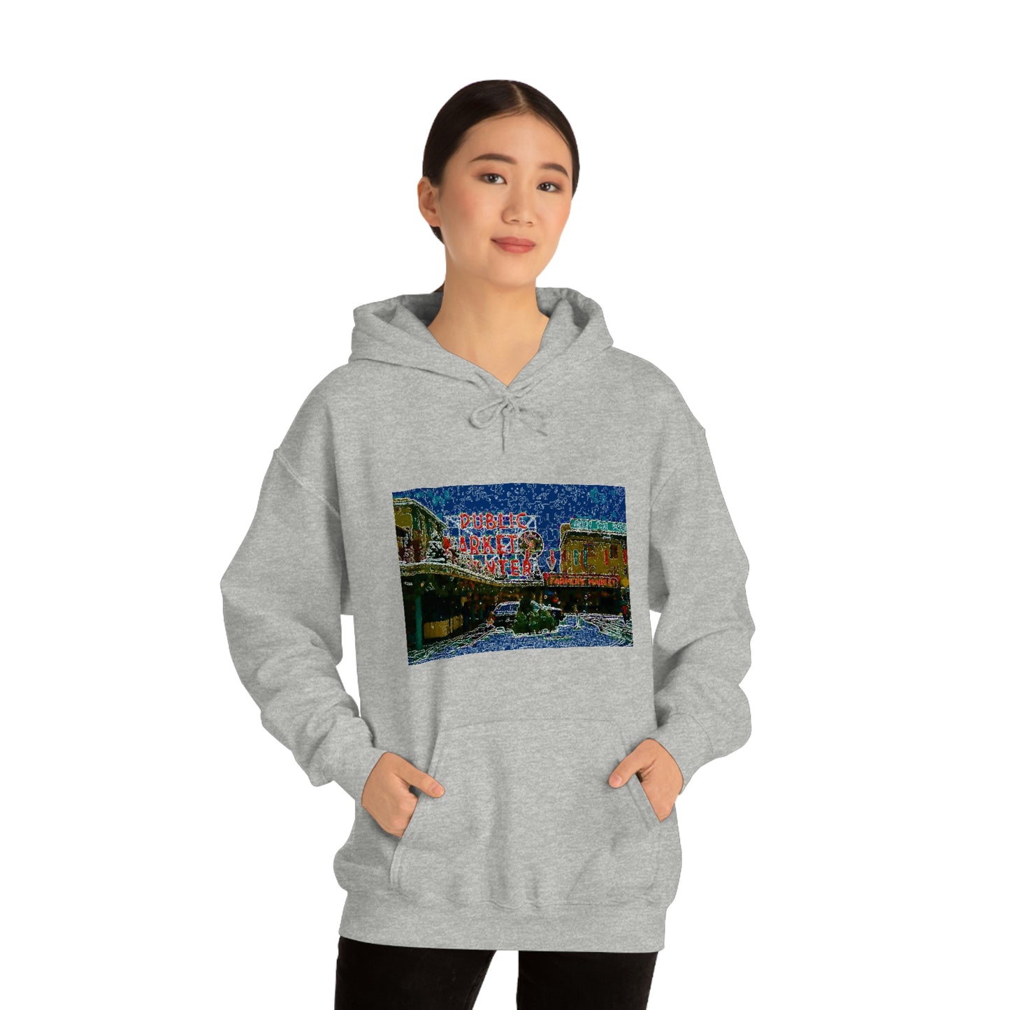 Unisex Heavy Blend™ Hooded Sweatshirt ... Pike Place Market: 'The Public Market', Seattle, Washington. Circa Fall 2013 ...