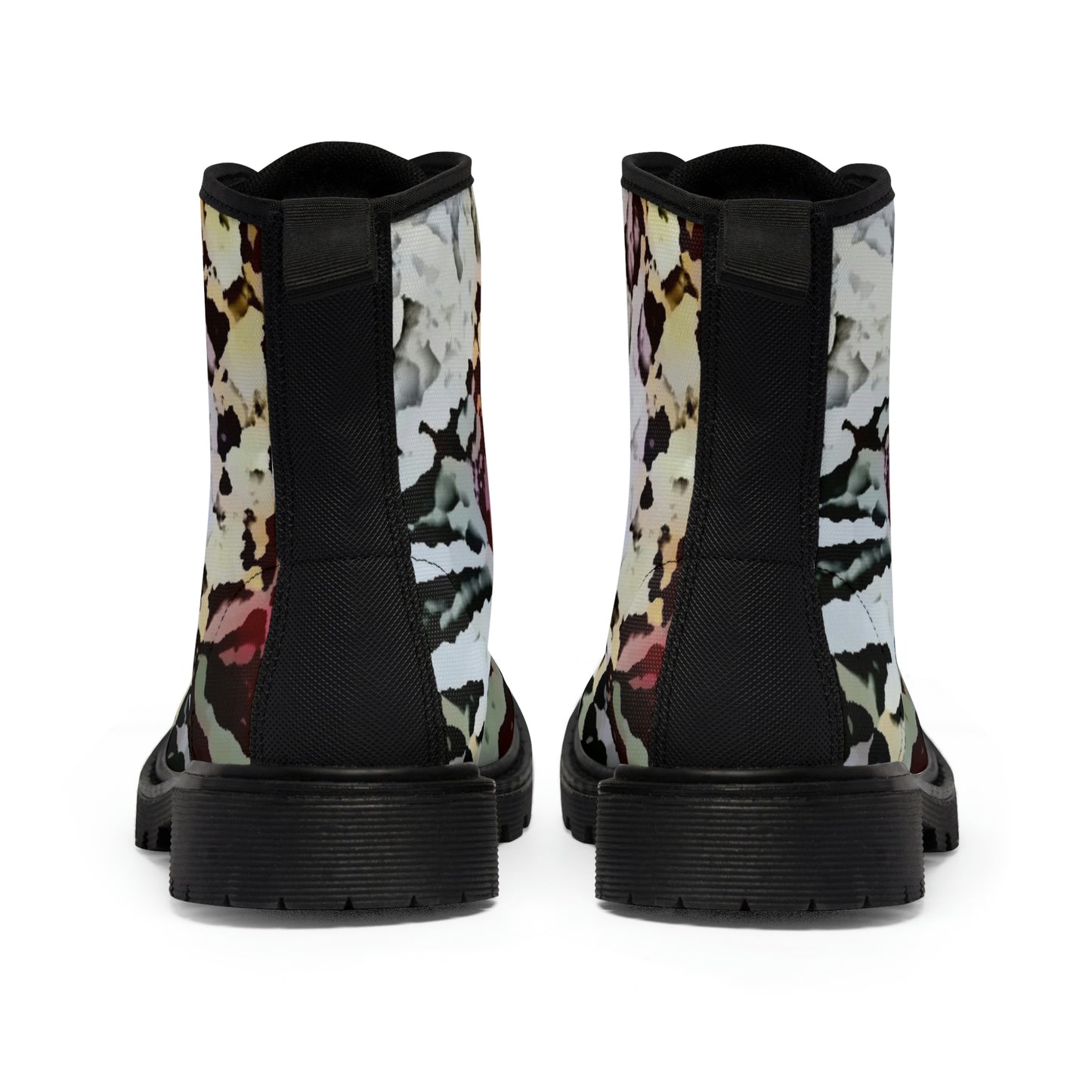 Women's Canvas Boots ... "A Friendly Flower" ... Pointsettia 'Pointing' ... Original Works ... (Supplied Photograph) ...
