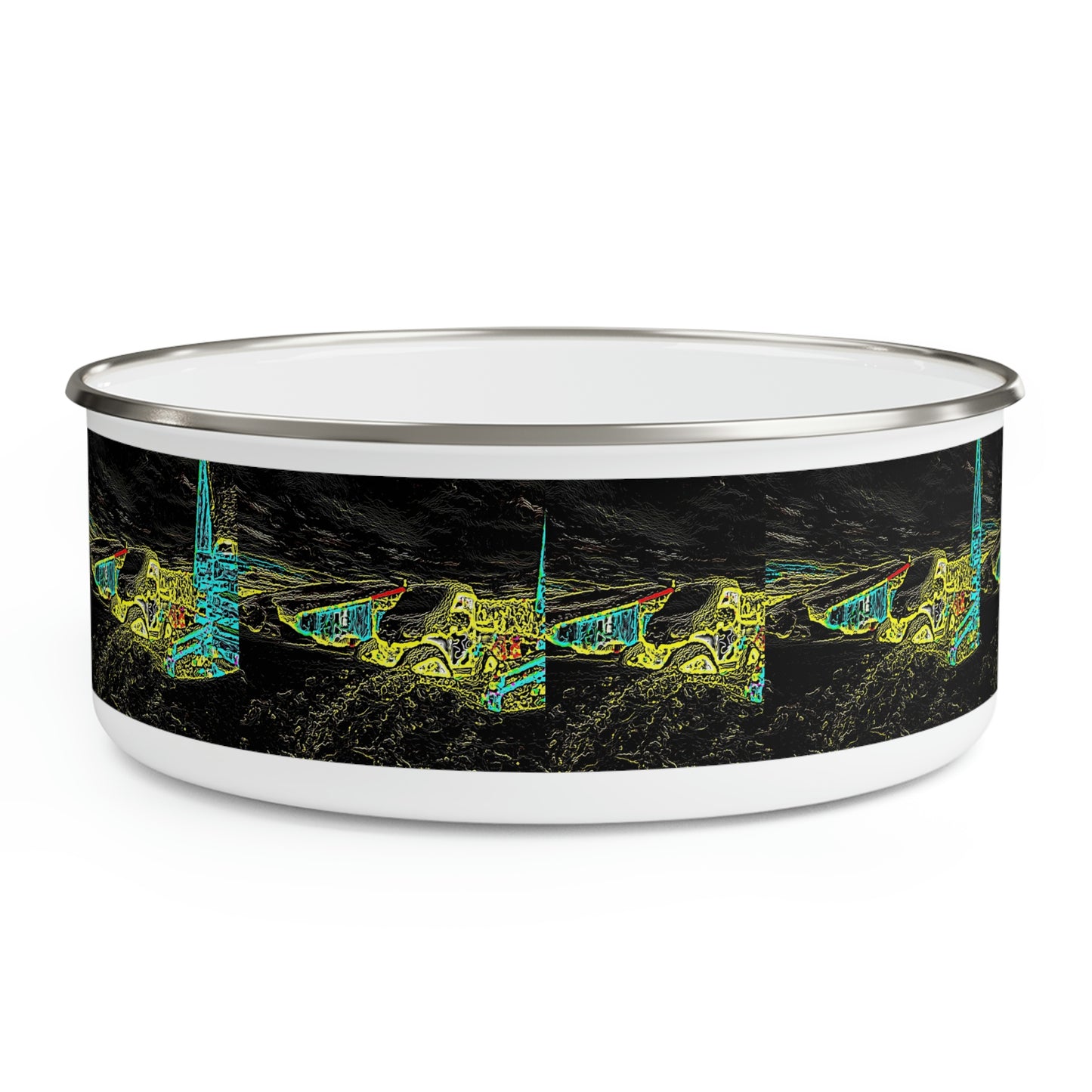 Enamel Bowl ... "Snow Vehicle In Snow Storm At-Rest" ... Circa 12Mar23 ... Central Idaho ... 18-Hours Rendering Time: Original Works ...