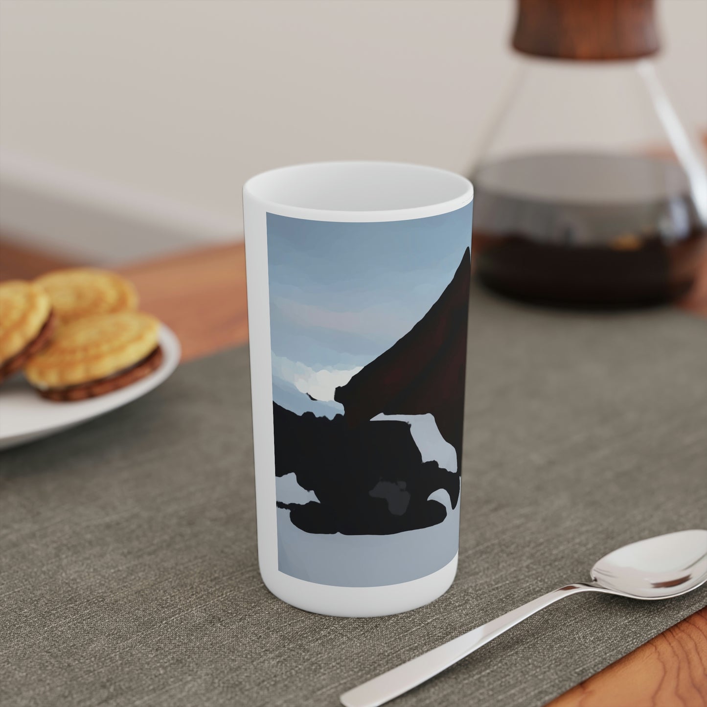 Conical Coffee Mugs (3oz, 8oz, 12oz) ... After An Intense Snow Storm ... 'Digging Out' ... A Vehicle & Cabin "In The Mountains" ... March 2023 ... Original Works ...