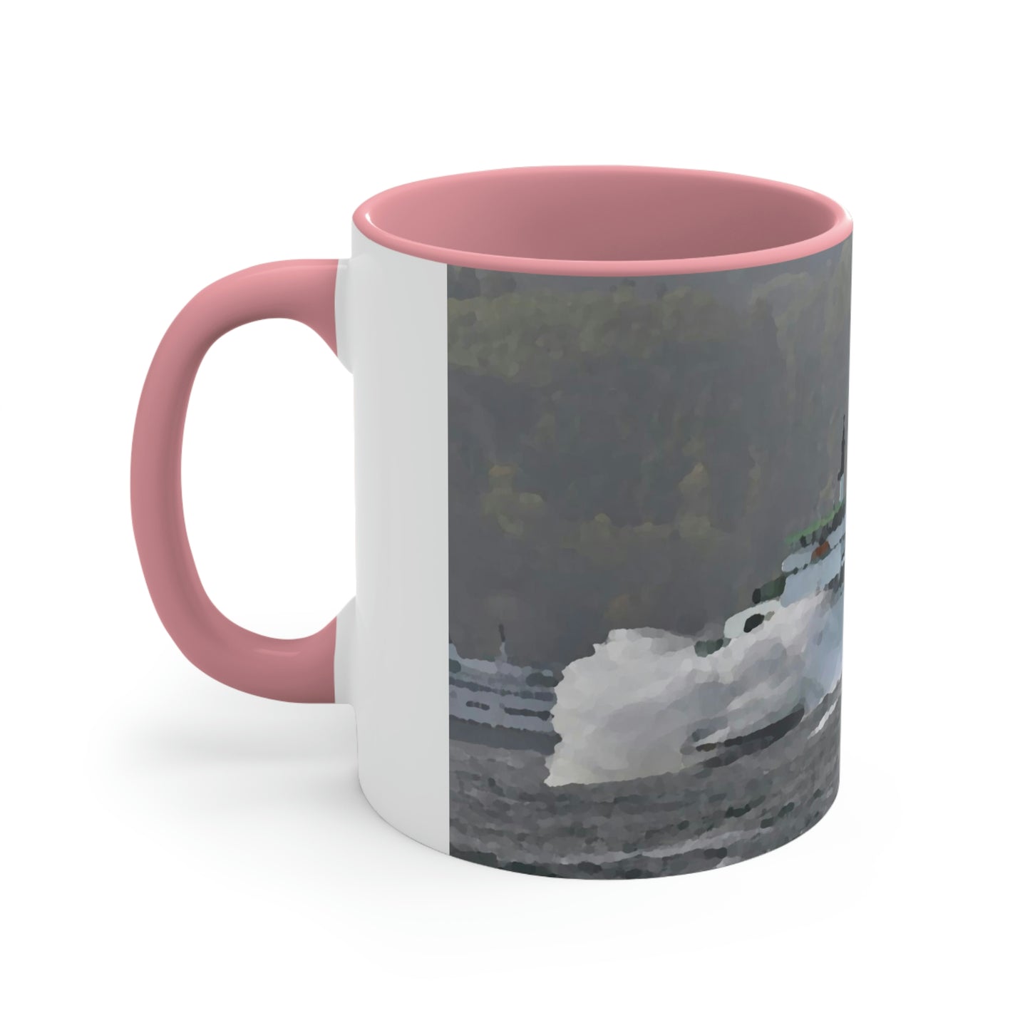 Accent Coffee Mug, 11oz ... WADOT Ferry Crossing ... "A Very Rough Day" ... Mulkiteo Route ... Family Archives ... Early 1990's' ... Original Works ...