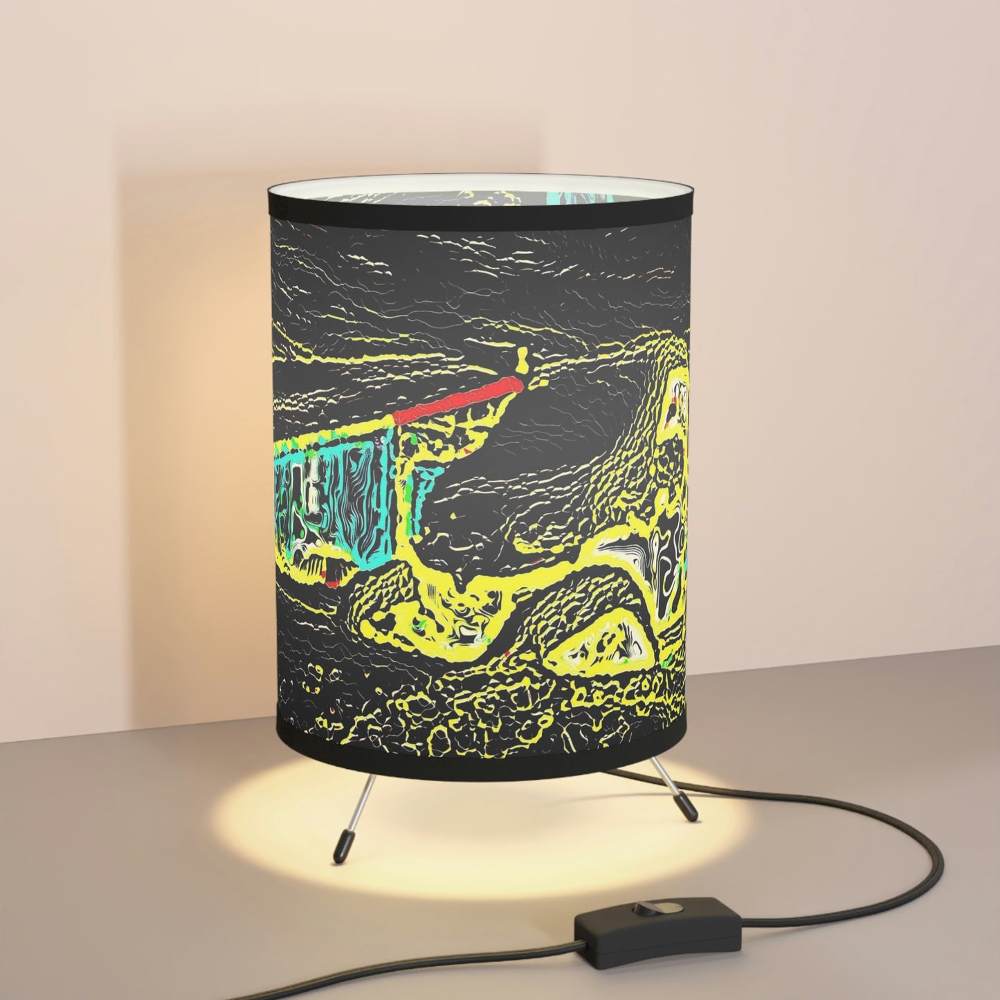 Tripod Lamp with High-Res Printed Shade, US\CA plug ... "Snow Vehicle In Snow Storm At-Rest" ... Circa 12Mar23 ... Central Idaho ... 18-Hours Rendering Time: Original Works ...
