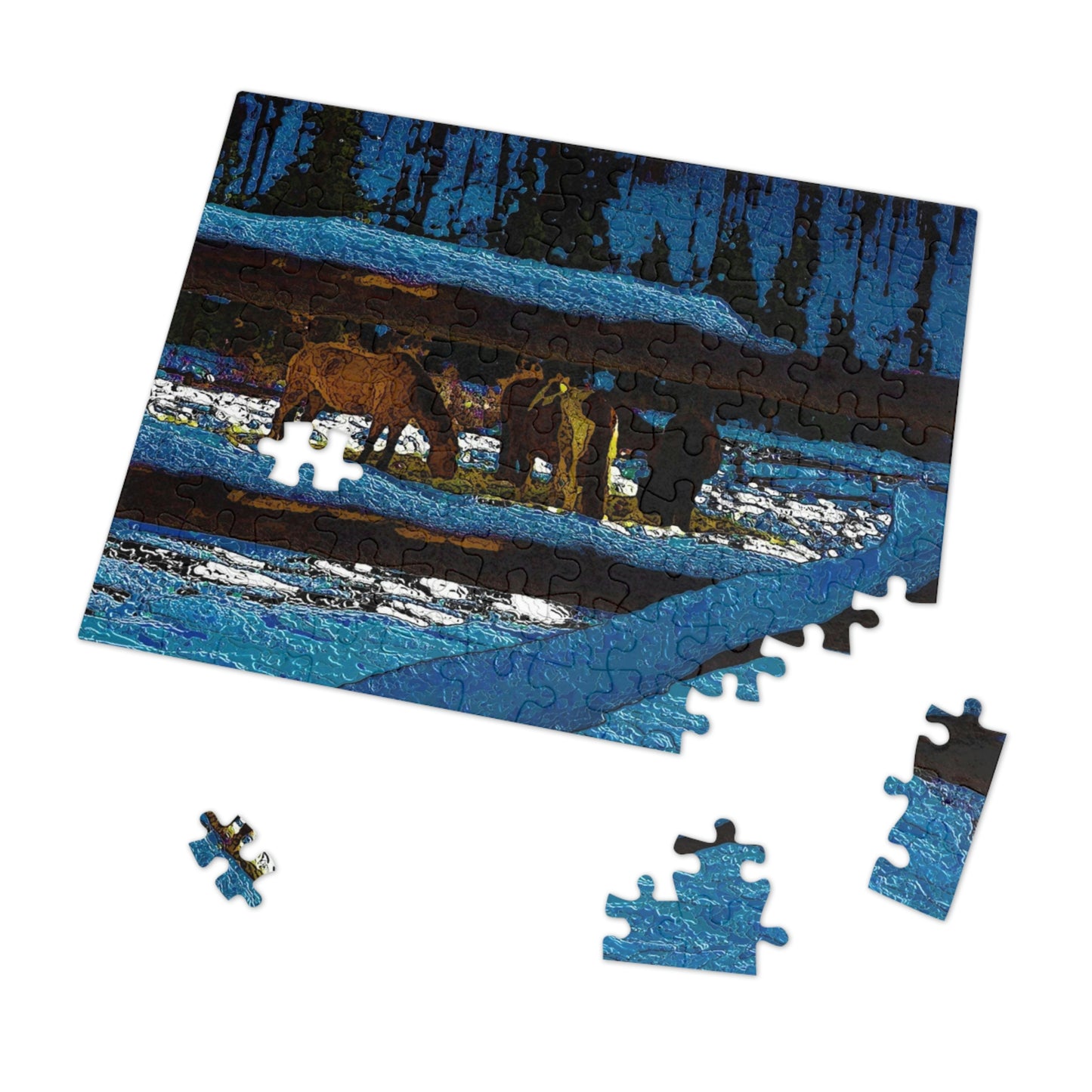 Jigsaw Puzzle (30, 110, 252, 500,1000-Piece) ... A Horse ... A Saddle ...  Foraging Through The Snow ...  An_Asses 'Cry' ... Central Idaho, November 2022 ...  Original Works ...