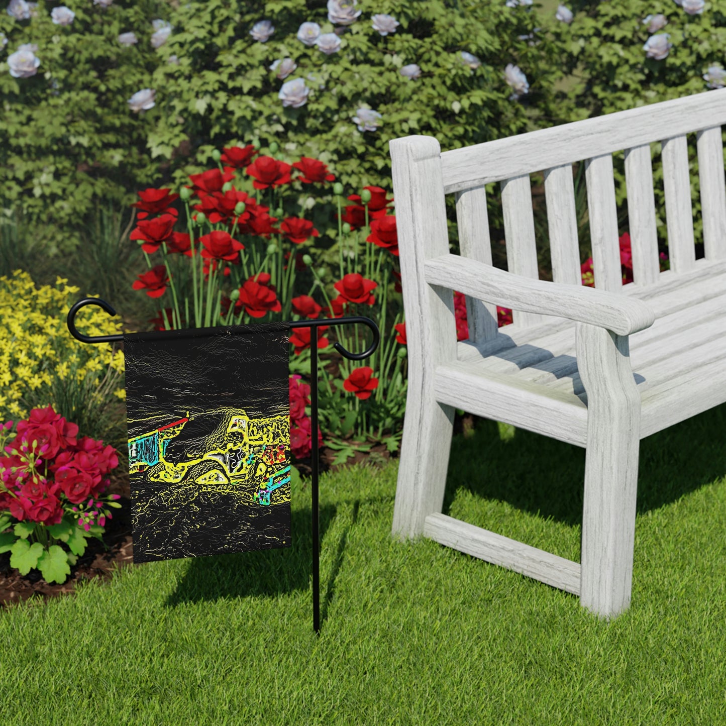 Garden Banner ... "Snow Vehicle In Snow Storm At-Rest" ... Circa 12Mar23 ... Central Idaho ... 18-Hours Rendering Time: Original Works ...