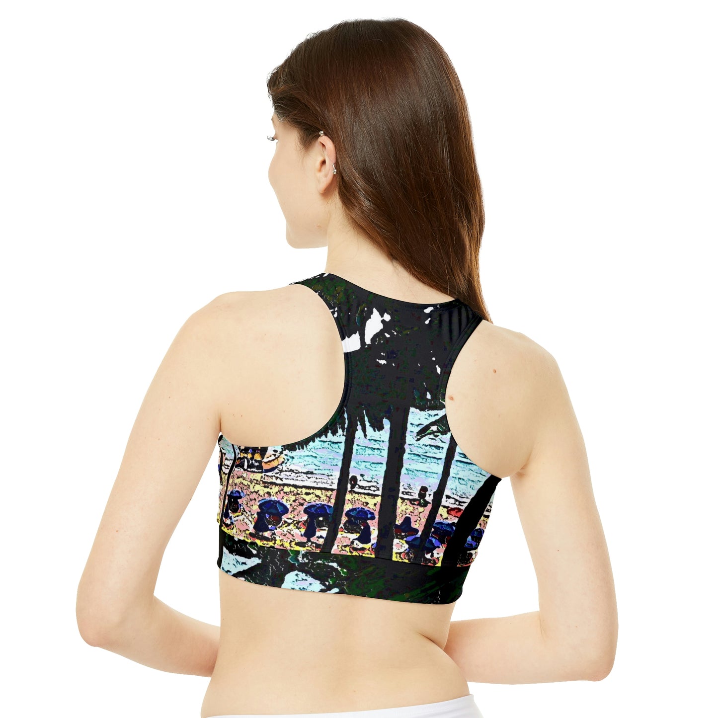 High Neck Crop Bikini Top ...  "A Beautiful Beach Amongst The Palms" ... The Outrigger Waikiki, Honolulu, Oahu ... Original Works ...