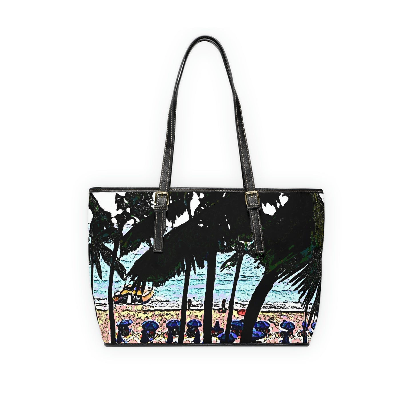 PU Leather Shoulder Bag ... "A Beautiful Beach Amongst The Palms" ... The Outrigger Waikiki, Honolulu, Oahu ... Original Works ...